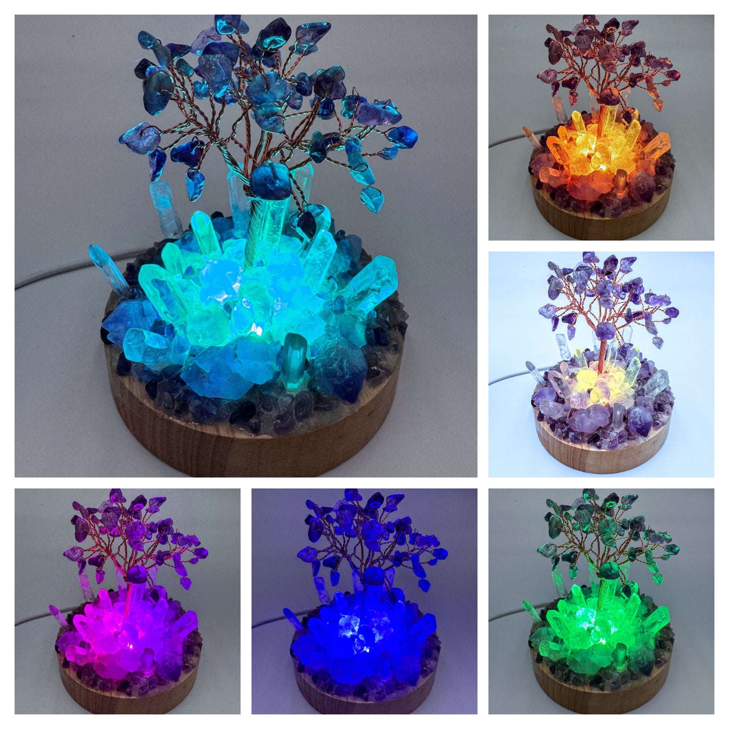 Amethyst Tree Clear Quartz Cluster Lamp /LG