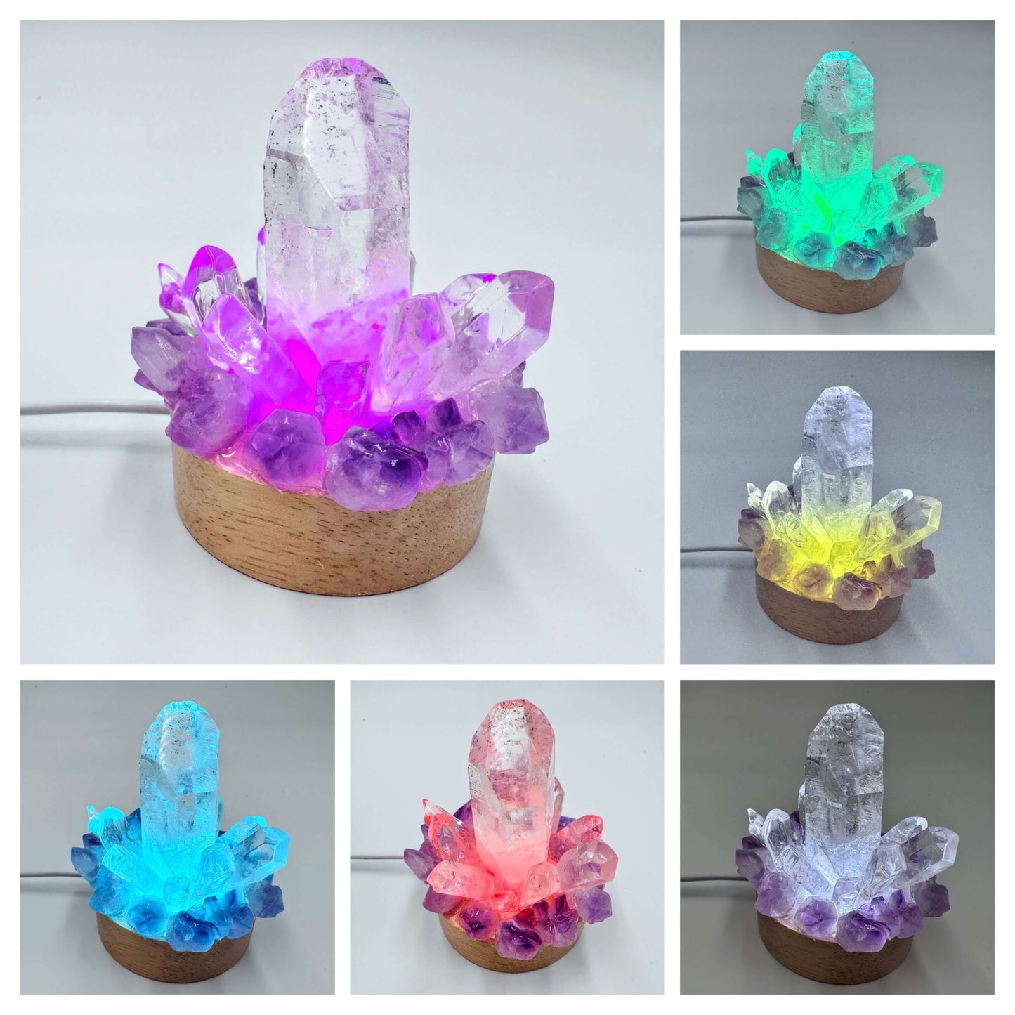 Crystal Lamp Clear Quartz point & Amethyst cluster lamp/SM