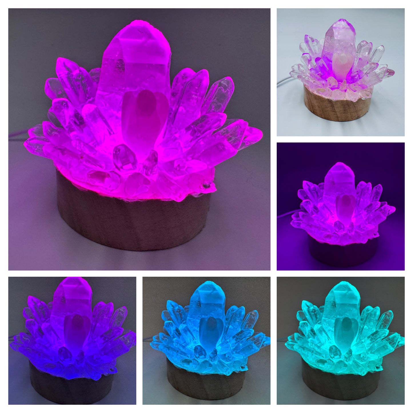 Clear Quartz & Rose Quartz Angel Cluster Lamp/SM