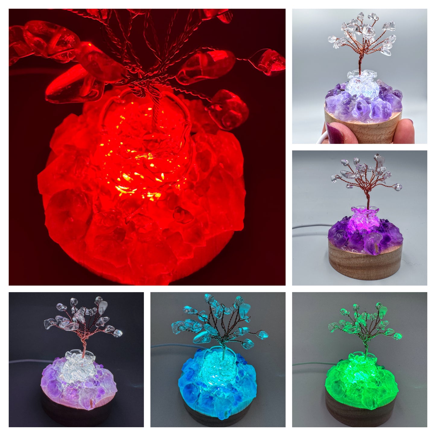Clear Quartz tree & Amethyst Cluster Lamp/SM