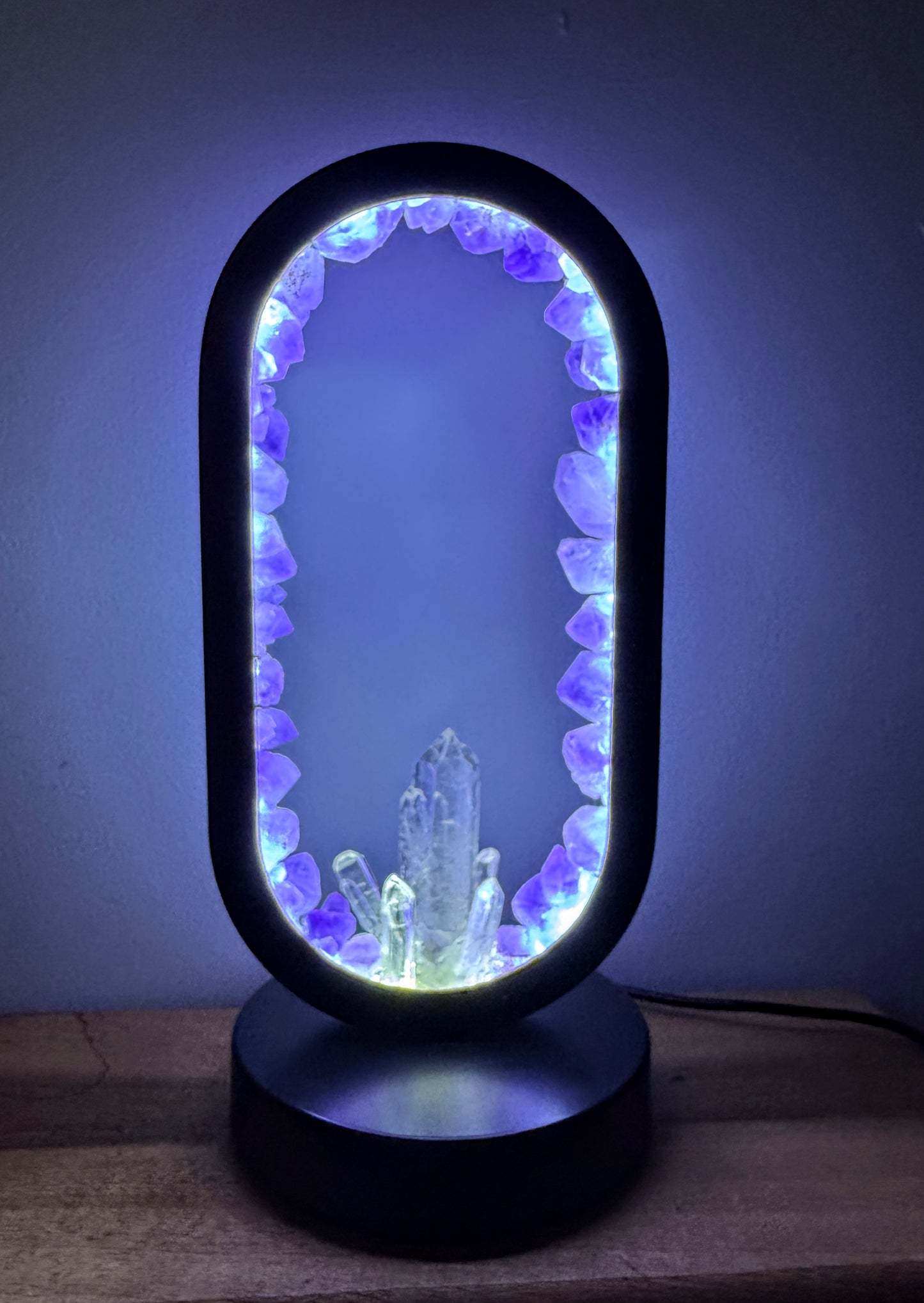 Amethyst Flower & Clear Quartz Lamp