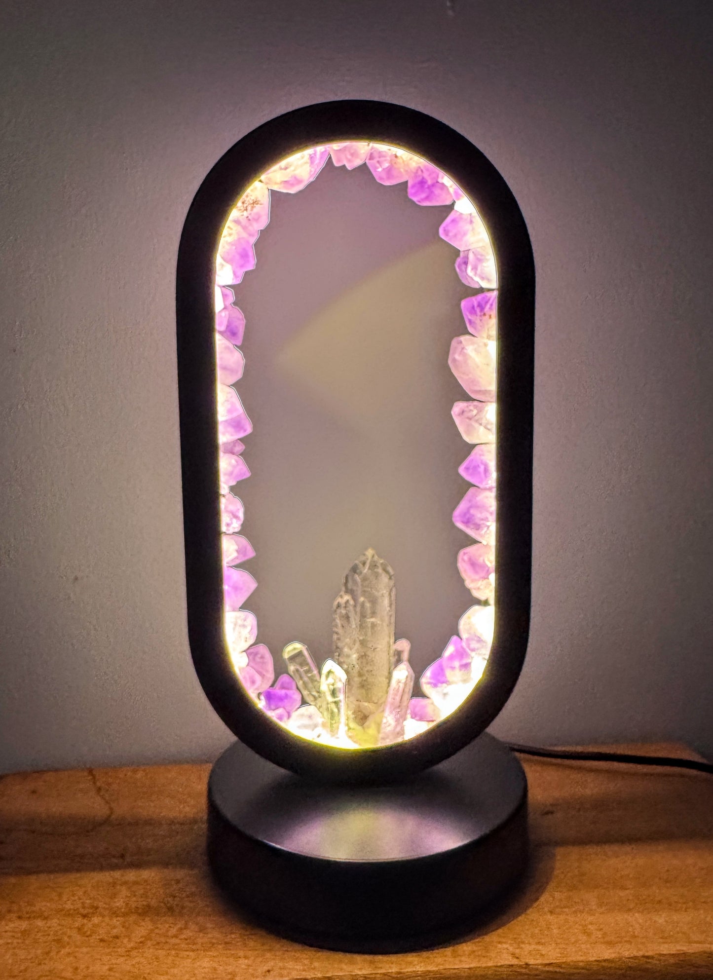 Amethyst Flower & Clear Quartz Lamp