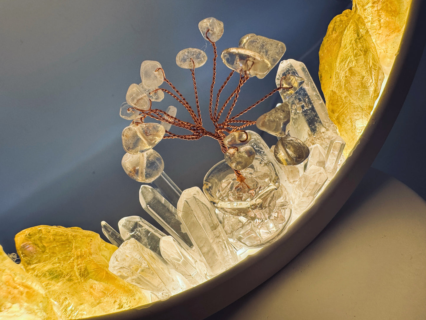 Crystal Lamp “Aura Sun Fire” ( warm light)