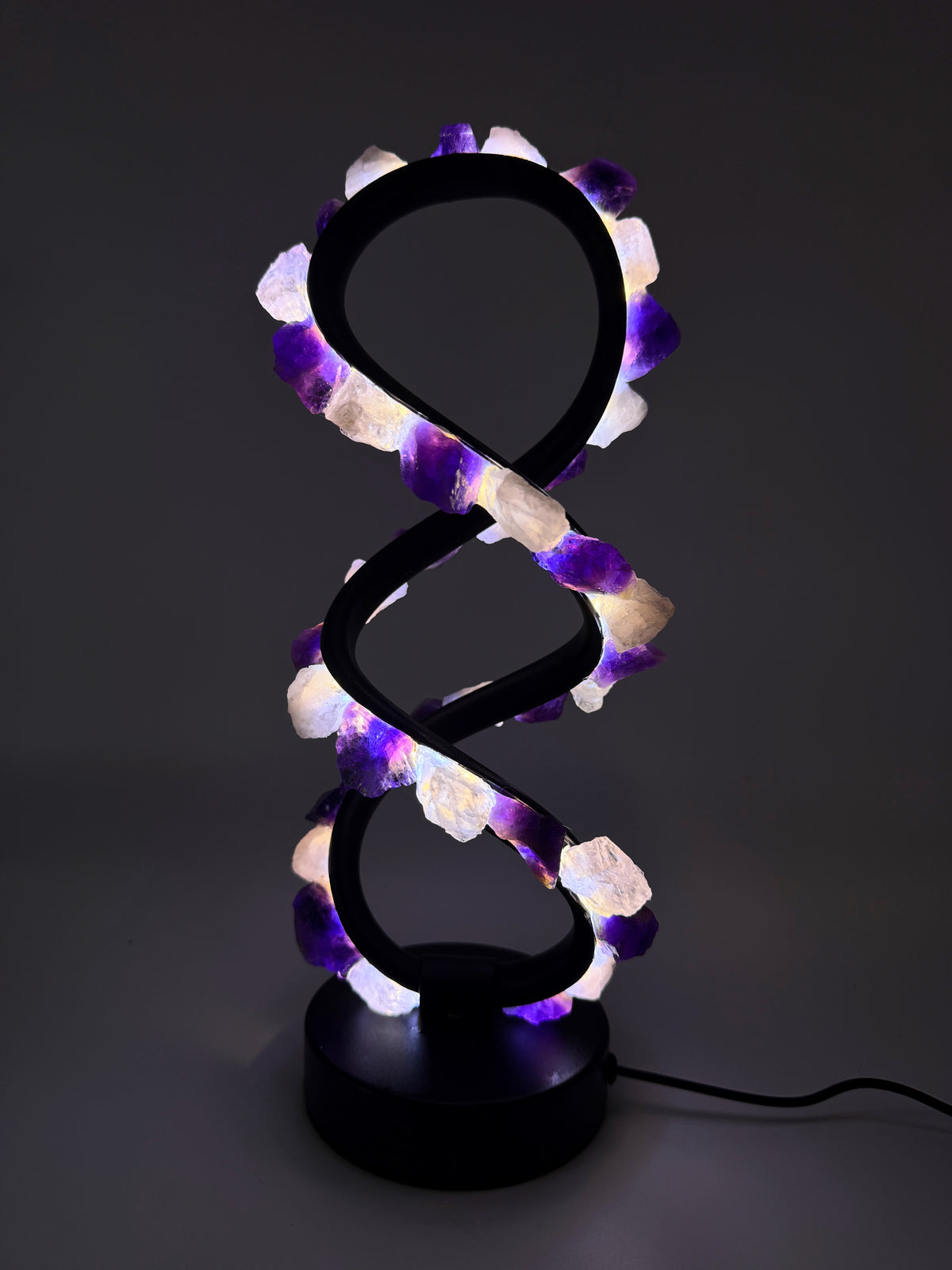 Rose Quartz Amethyst Infinity Crystal Lamp (black)