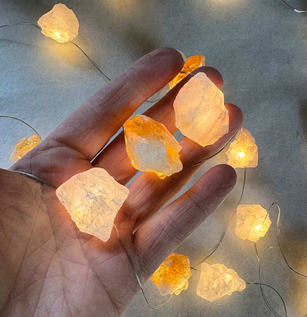 Crystal Fairy Lights (flashing warm light) Rose Quartz & Citrine 3M