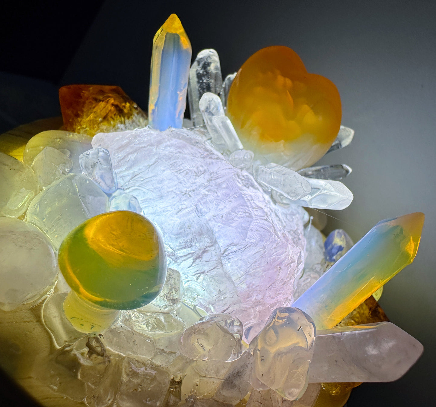 Opalite & Citrine Crystal Cluster Lamp LG