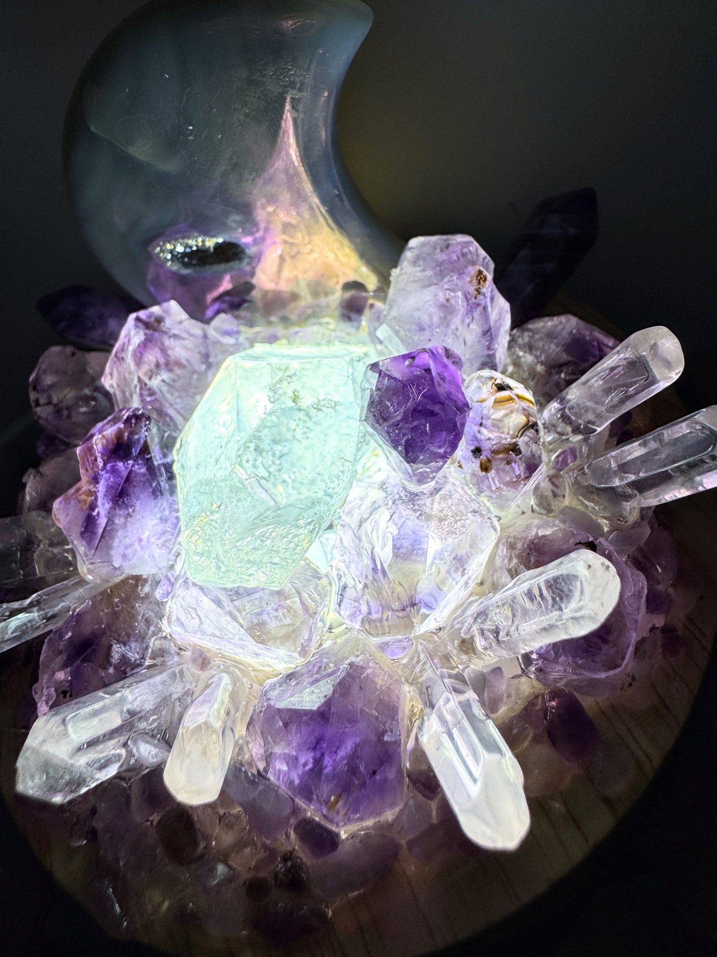 Amethyst Aura Moon Crystal Lamp LG