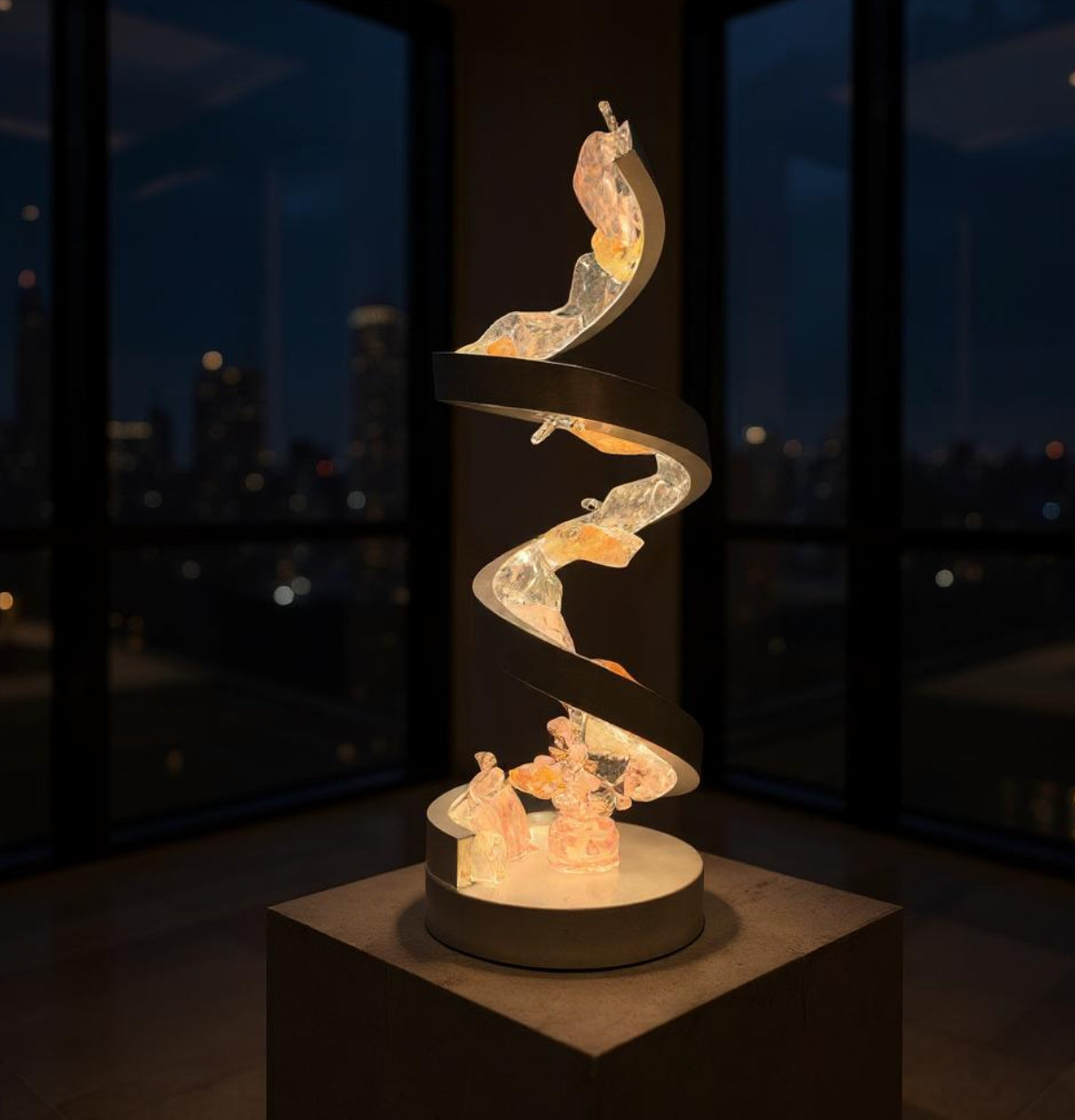 Crystal Spiral Lamp “Helia Bloom”