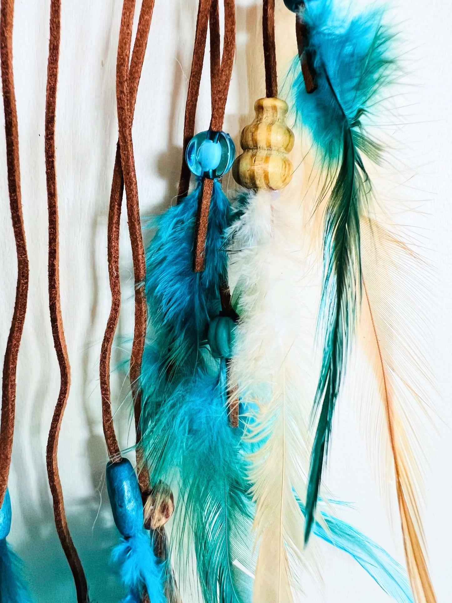 Turquoise & Tan Moon Dreamcatcher