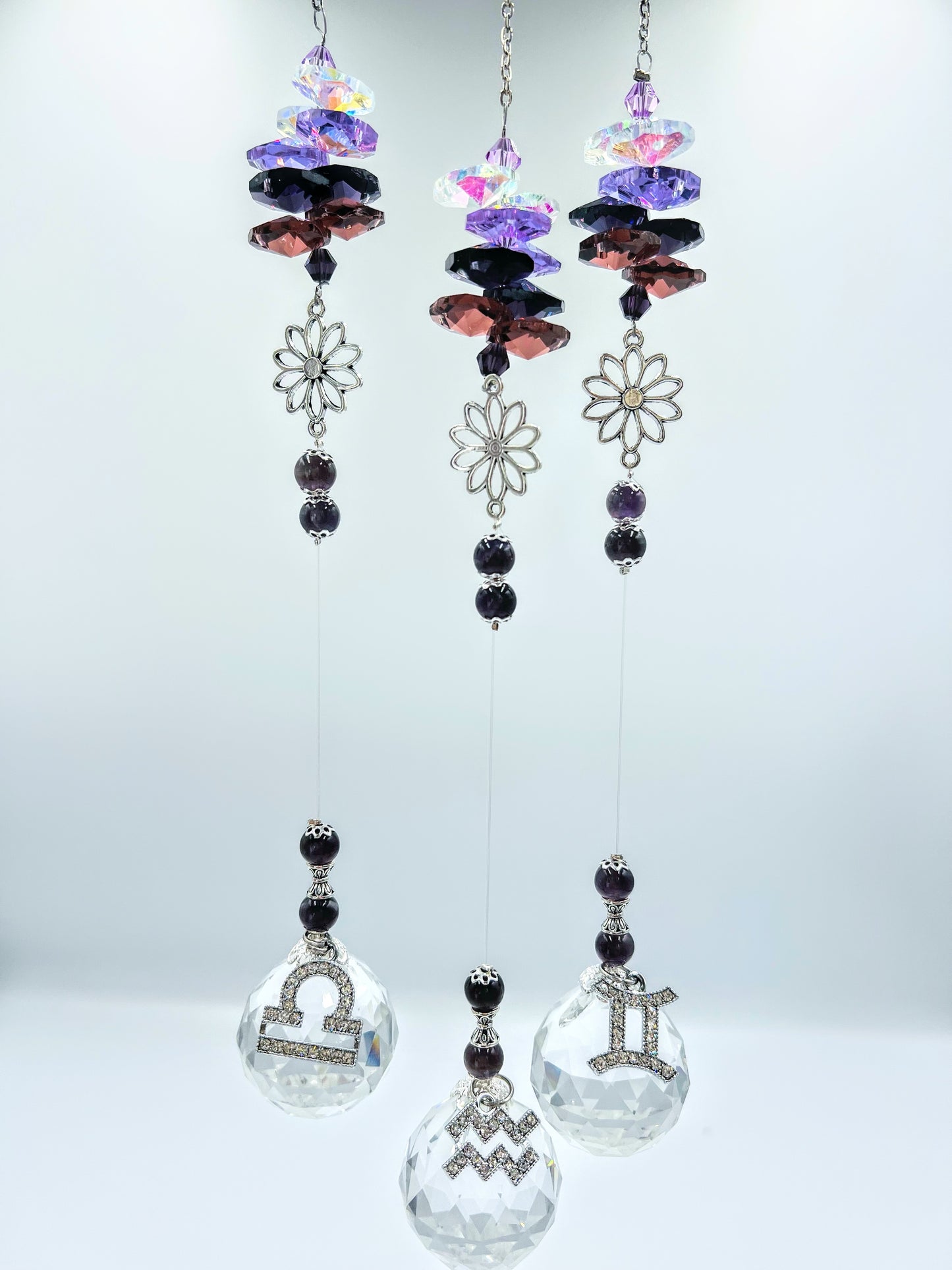 Flower Zodiac Sun Catcher with charm.