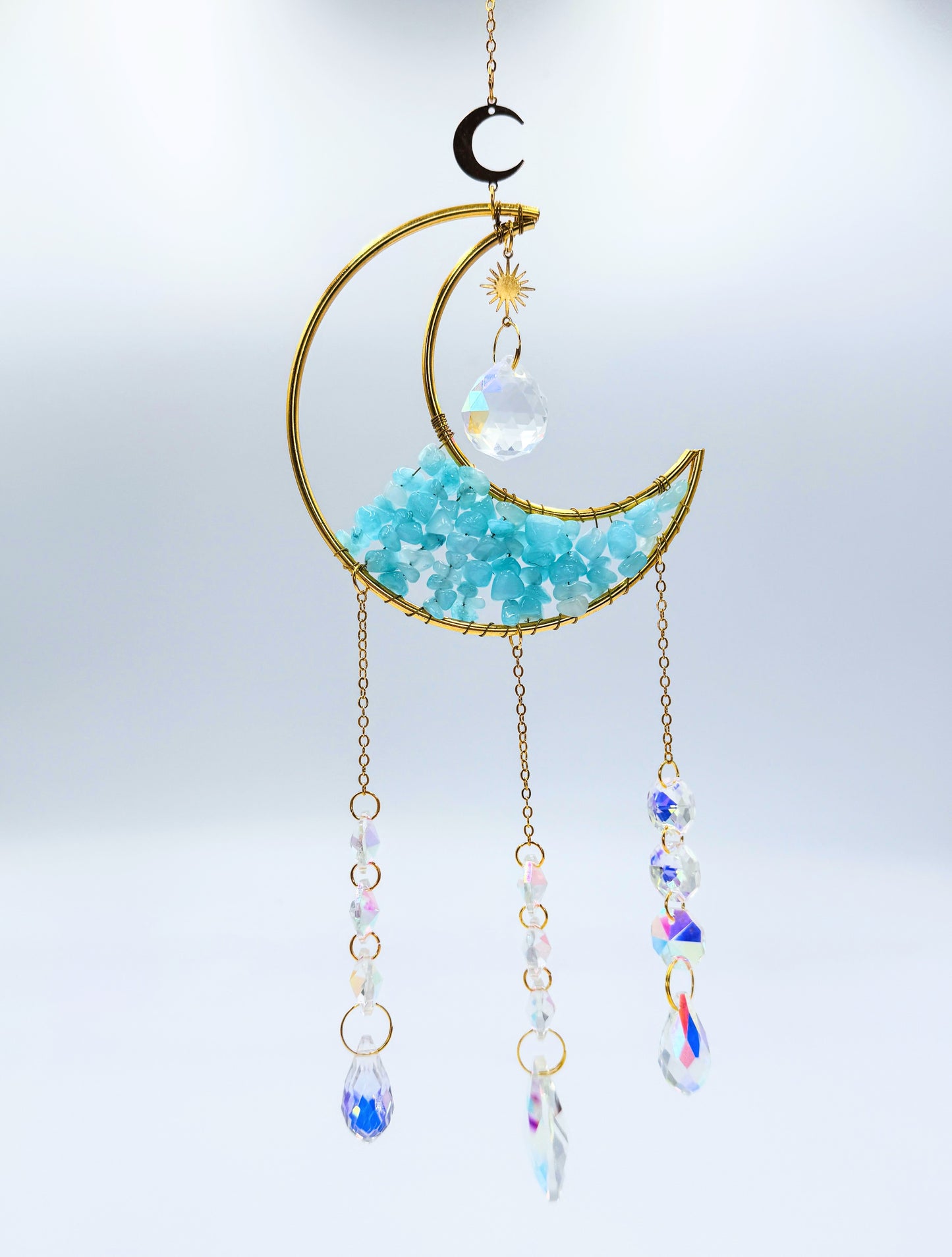 Crescent Moon Crystal Chip Sun Catchers