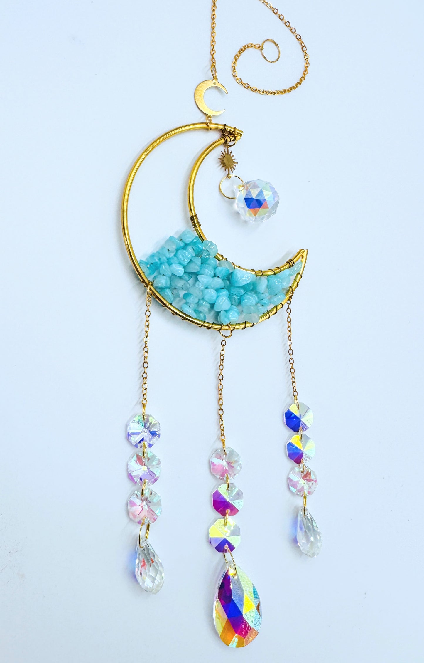 Crescent Moon Crystal Chip Sun Catchers