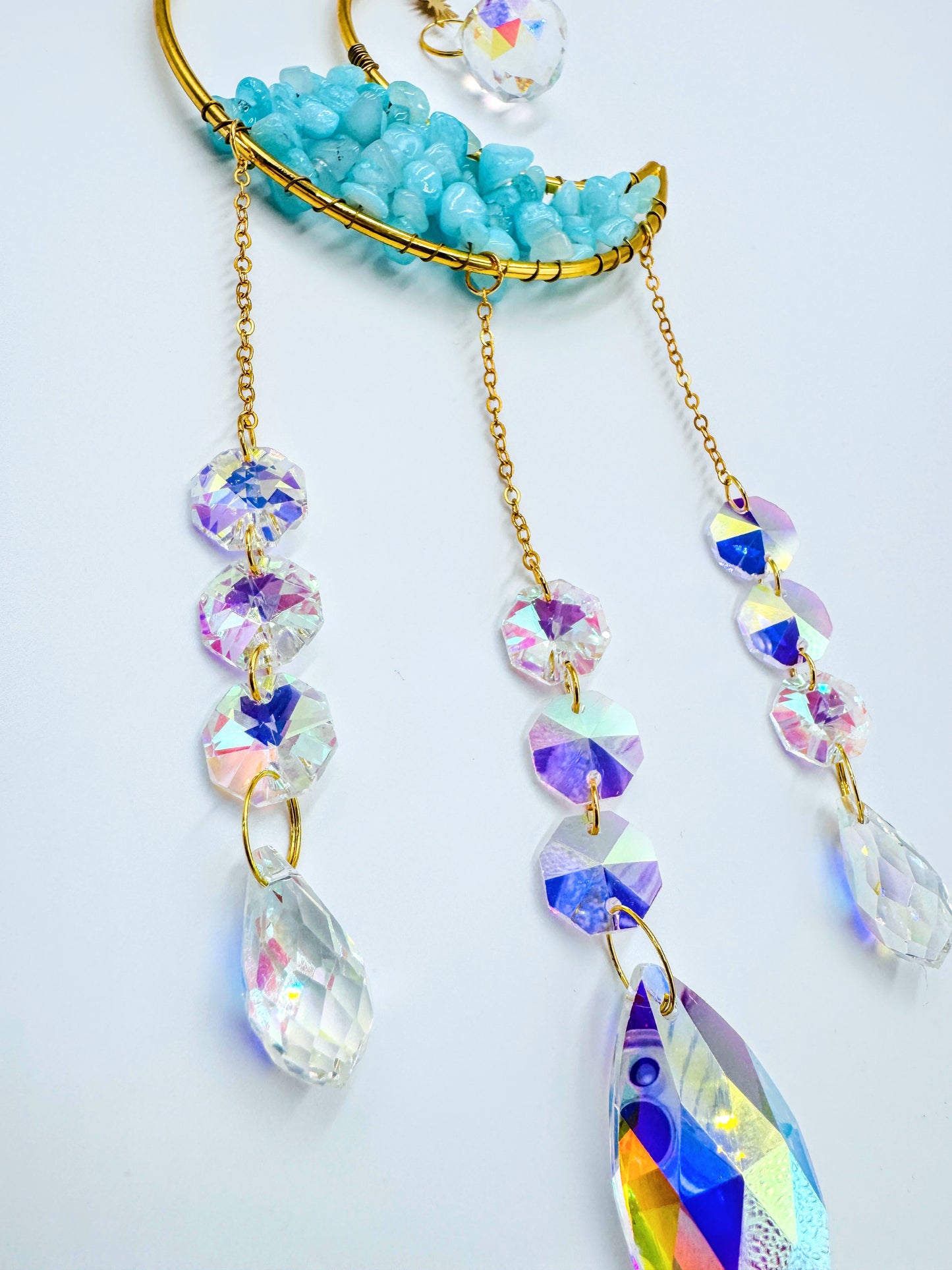 Crescent Moon Crystal Chip Sun Catchers