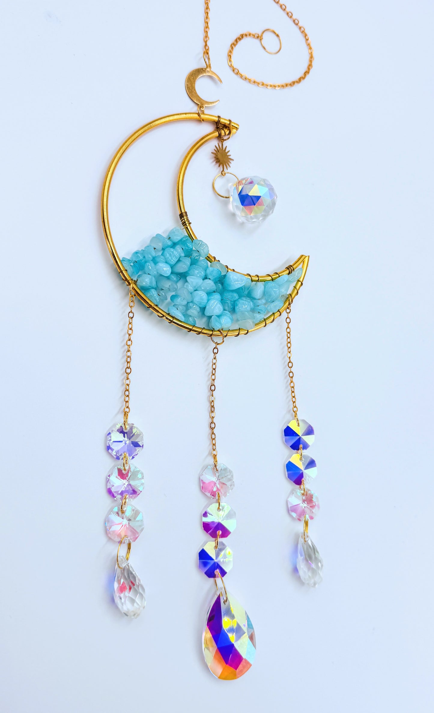 Crescent Moon Crystal Chip Sun Catchers