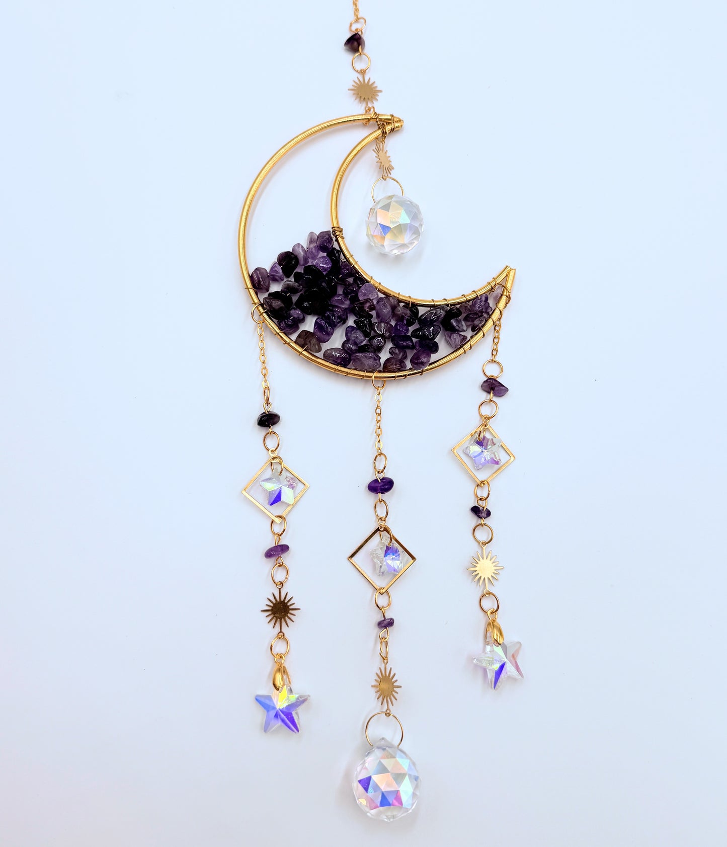 Crescent Moon Crystal Chip Sun Catchers