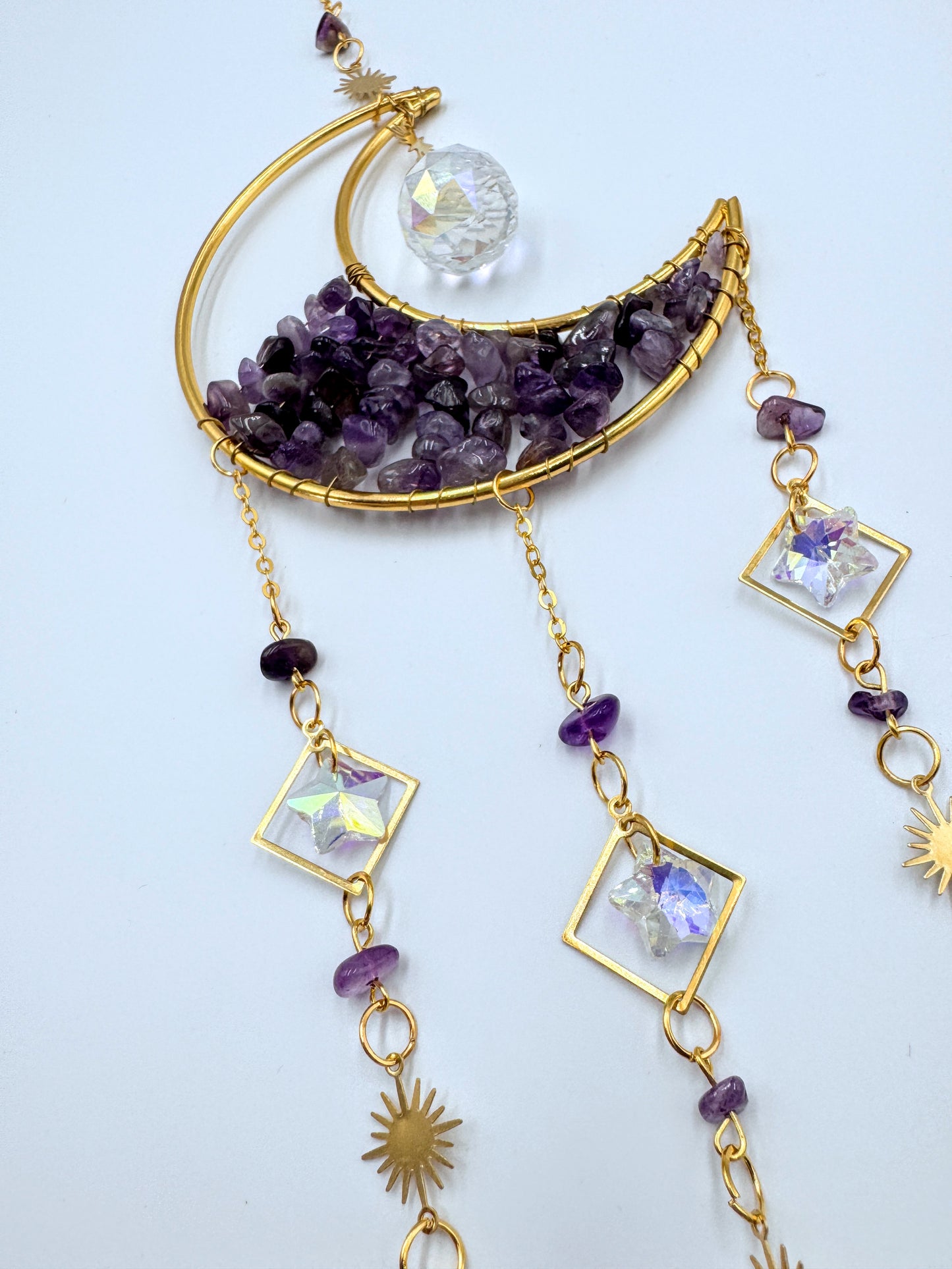 Crescent Moon Crystal Chip Sun Catchers