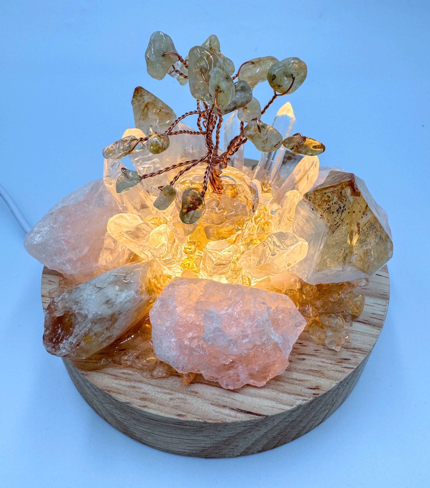 Crystal Cluster Lamp Citrine & Rose Quartz/LG