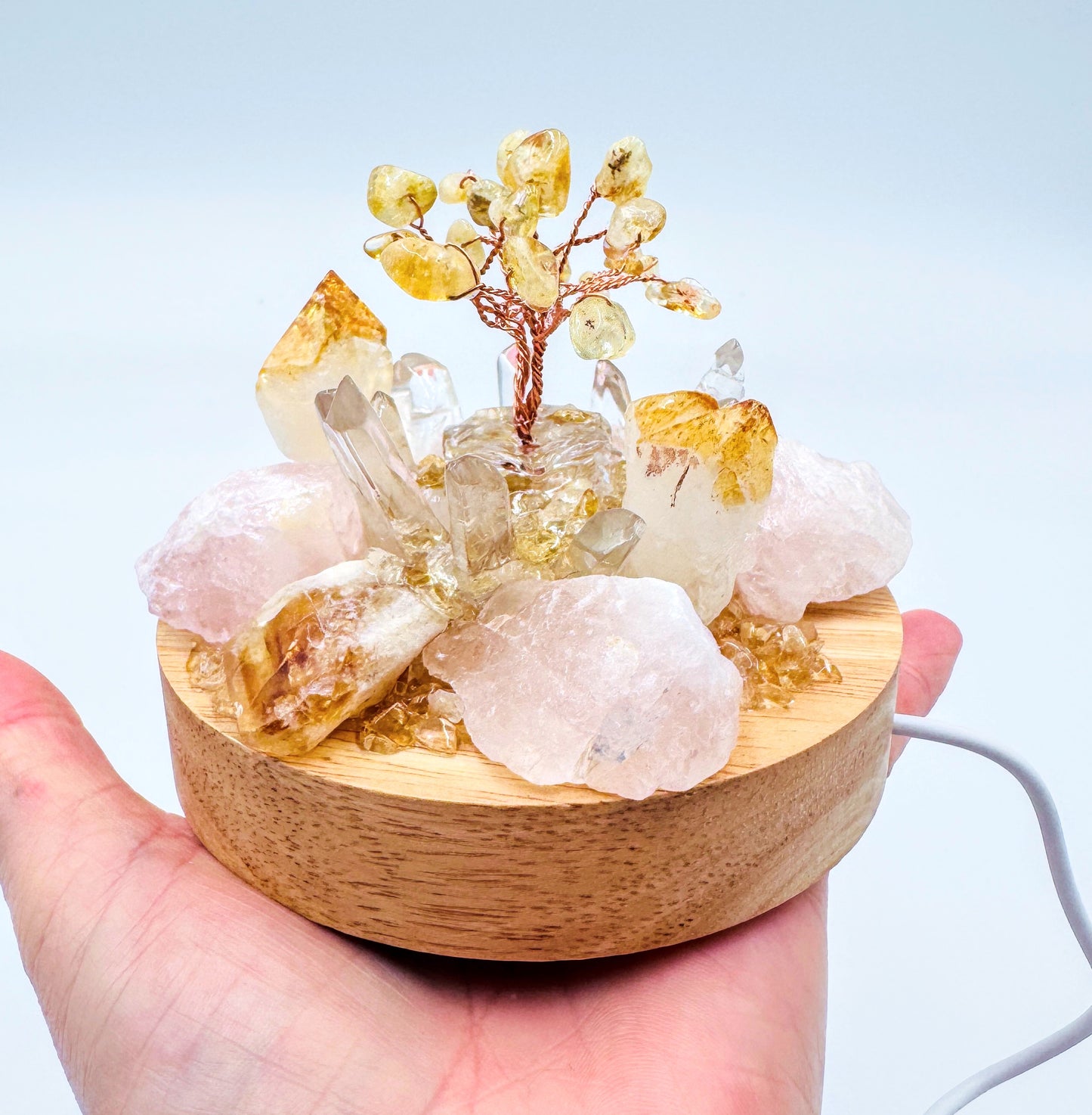 Citrine & Rose Quartz Cluster Lamp /LG