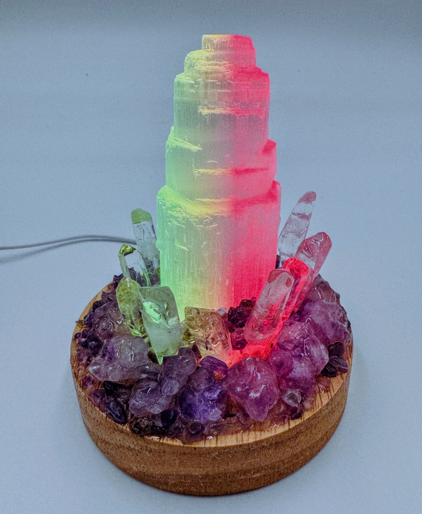 Selenite Tower & Amethyst Cluster Lamp/LG