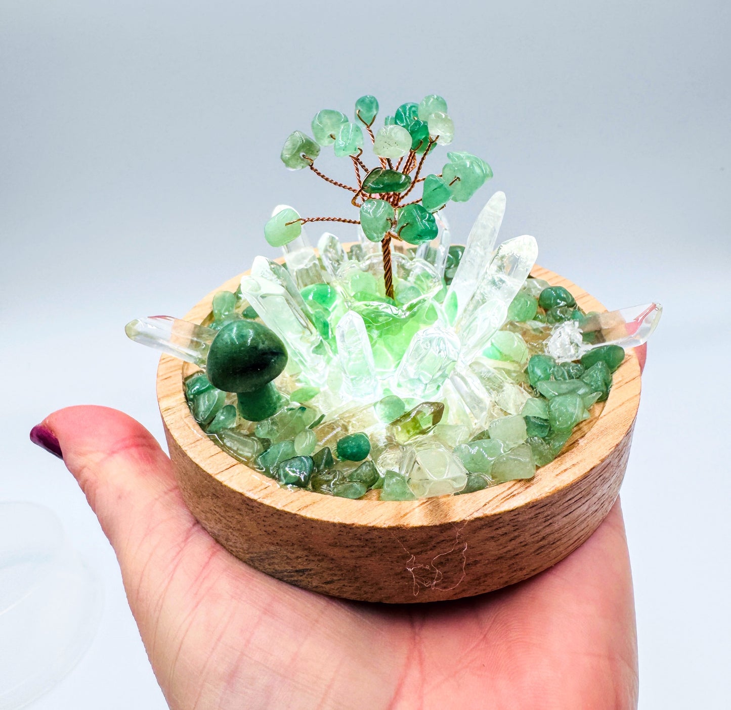 Green Aventurine & Clear Quartz Cluster Lamp /LG