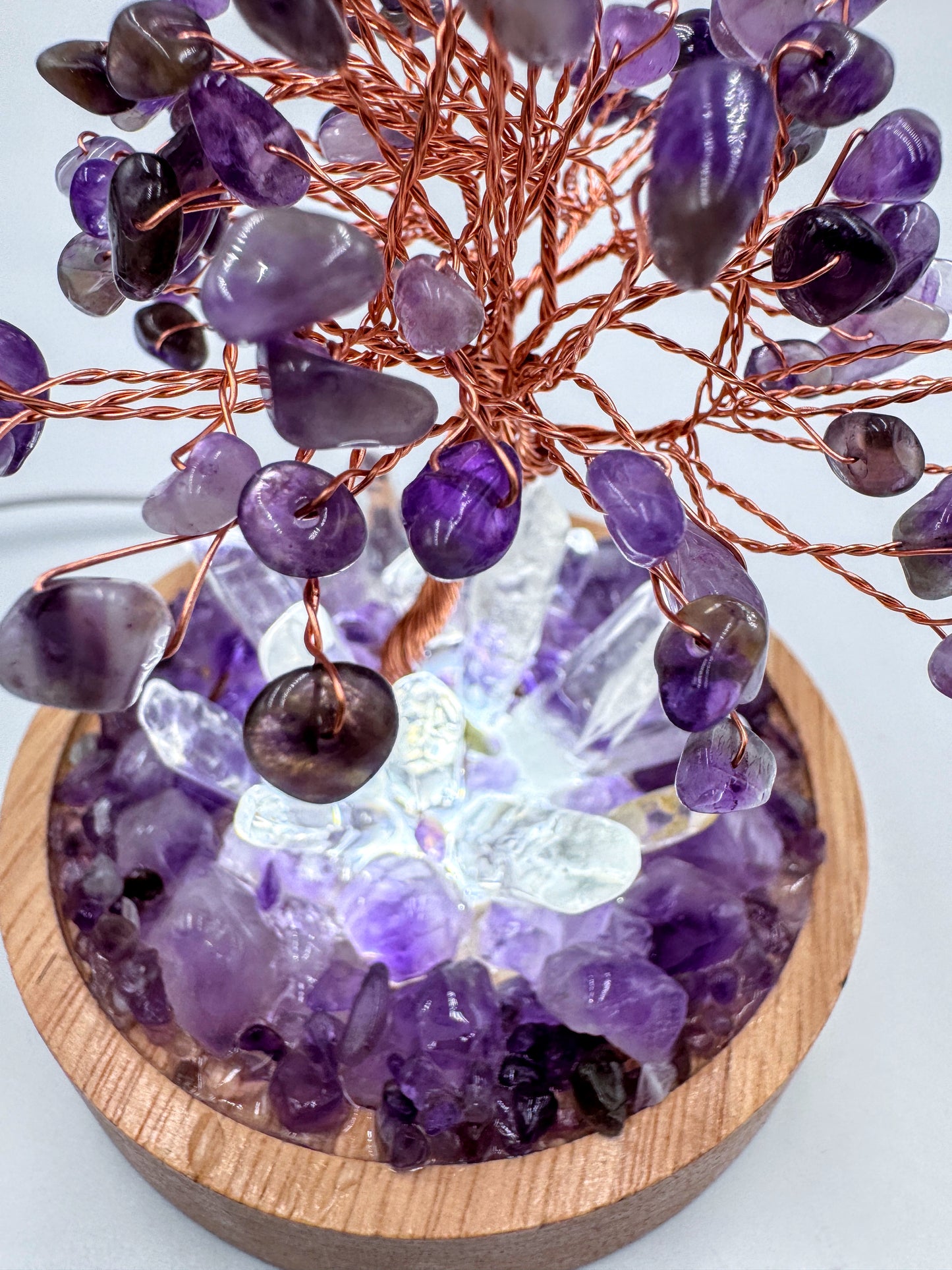 Amethyst & Clear Quartz with Tree Cluster Lamp /LG
