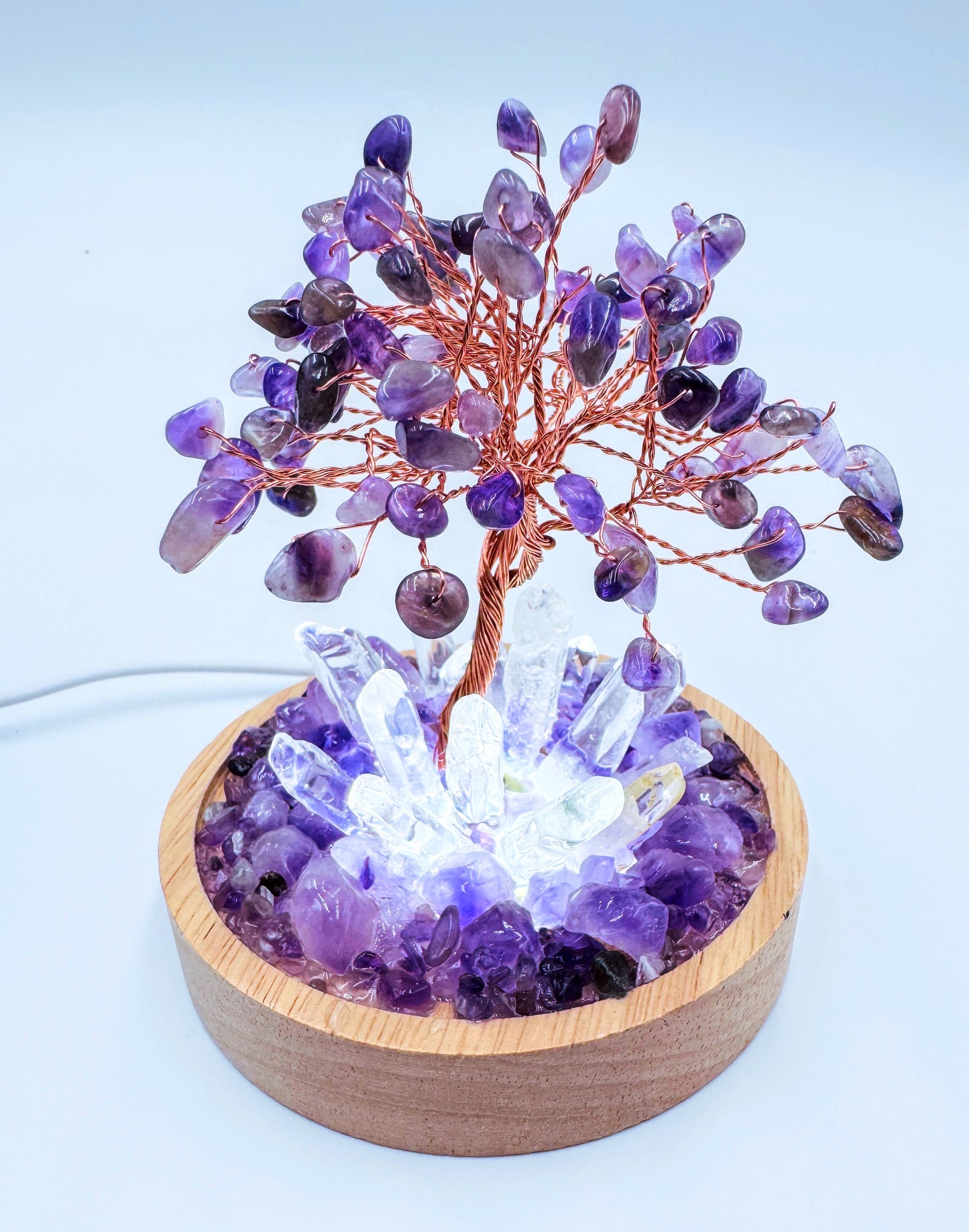 Amethyst & Clear Quartz with Tree Cluster Lamp /LG