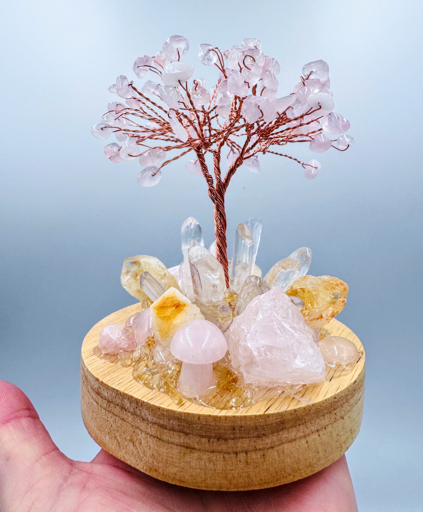 Rose Quartz Tree with Citrine Cluster Lamp/LG
