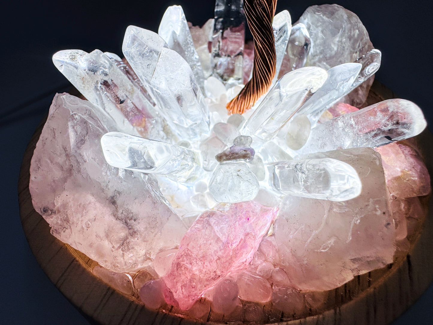 Rose Quartz & Rose Quartz Tree Cluster Lamp/LG