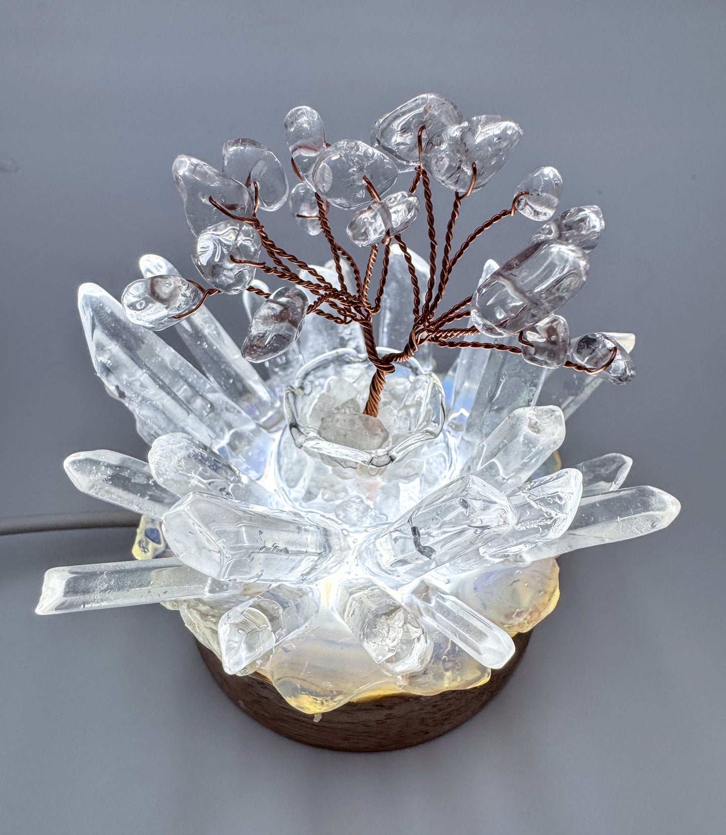 Clear Quartz Tree & Points Cluster Lamp/SM