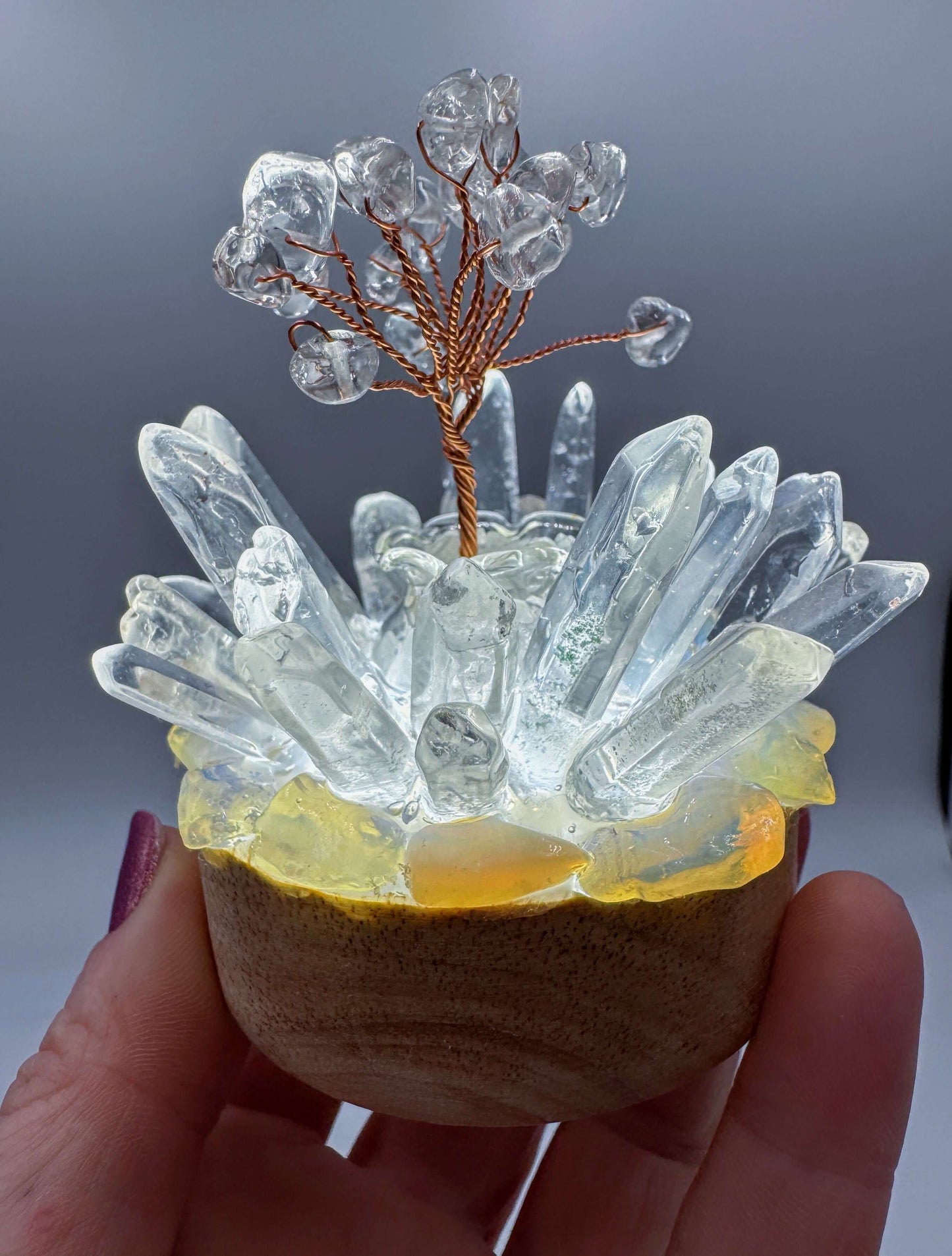 Crystal Lamp Clear Quartz Tree & Points Cluster Lamp/SM