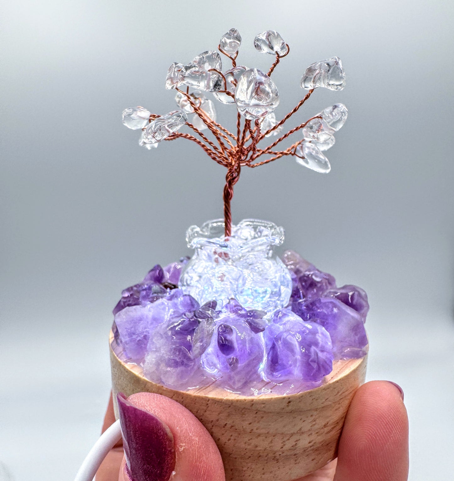 Clear Quartz tree & Amethyst Cluster Lamp/SM