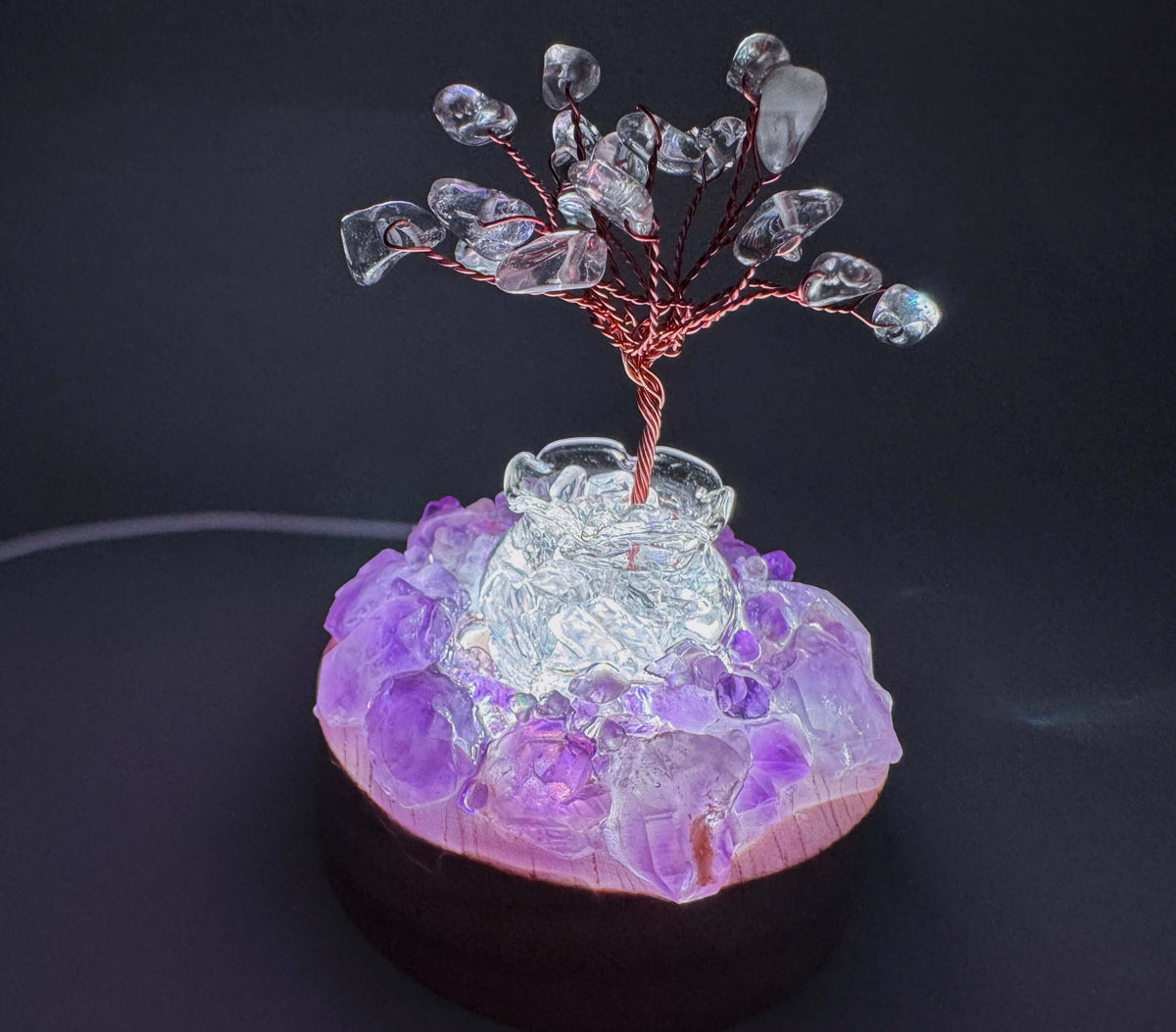 Crystal Lamp Clear Quartz tree & Amethyst Cluster Lamp/SM