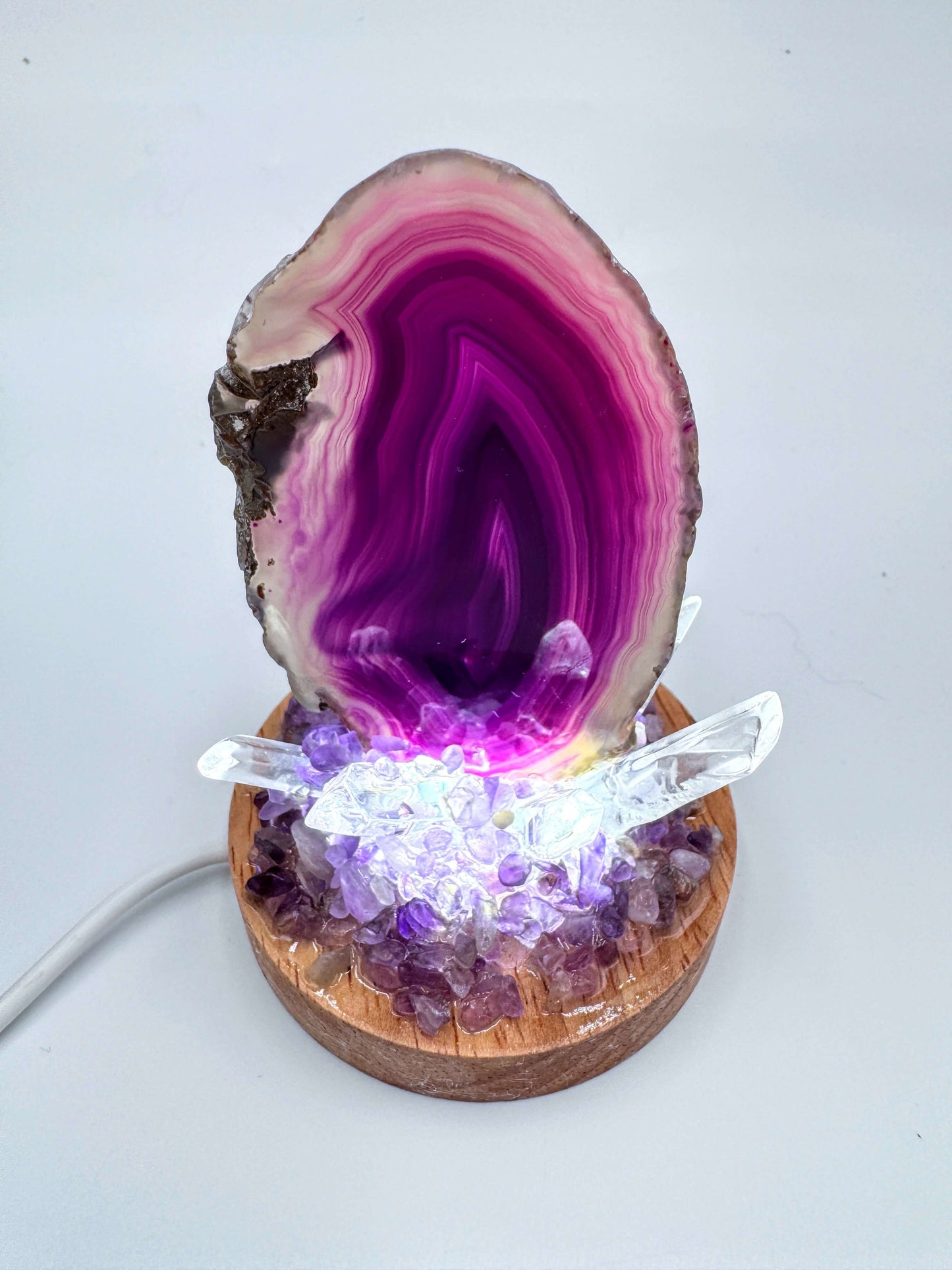 Crystal Lamp Purple Agate Cluster Lamp /SM