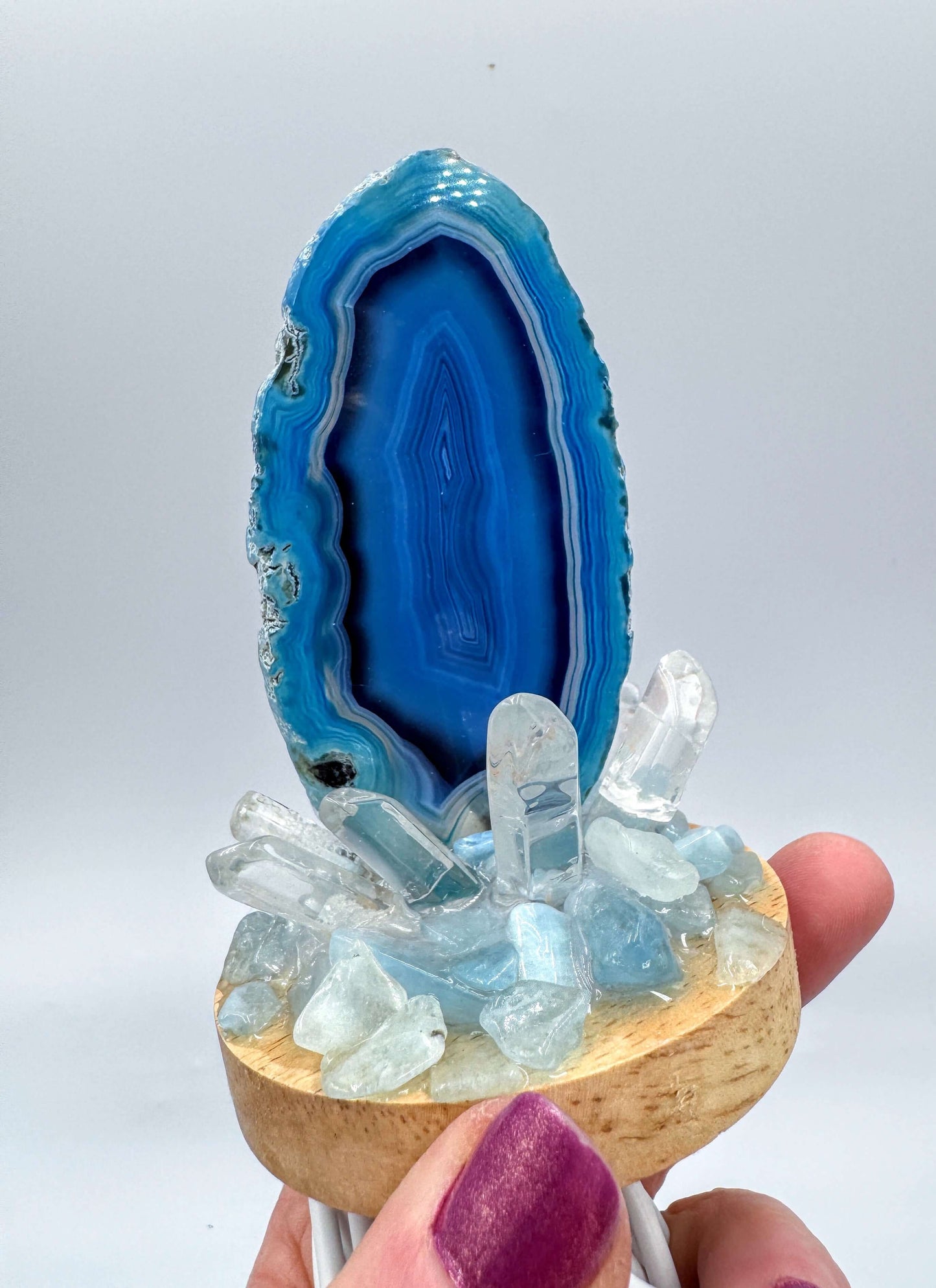 Crystal Lamp Blue Agate Cluster Lamp /SM