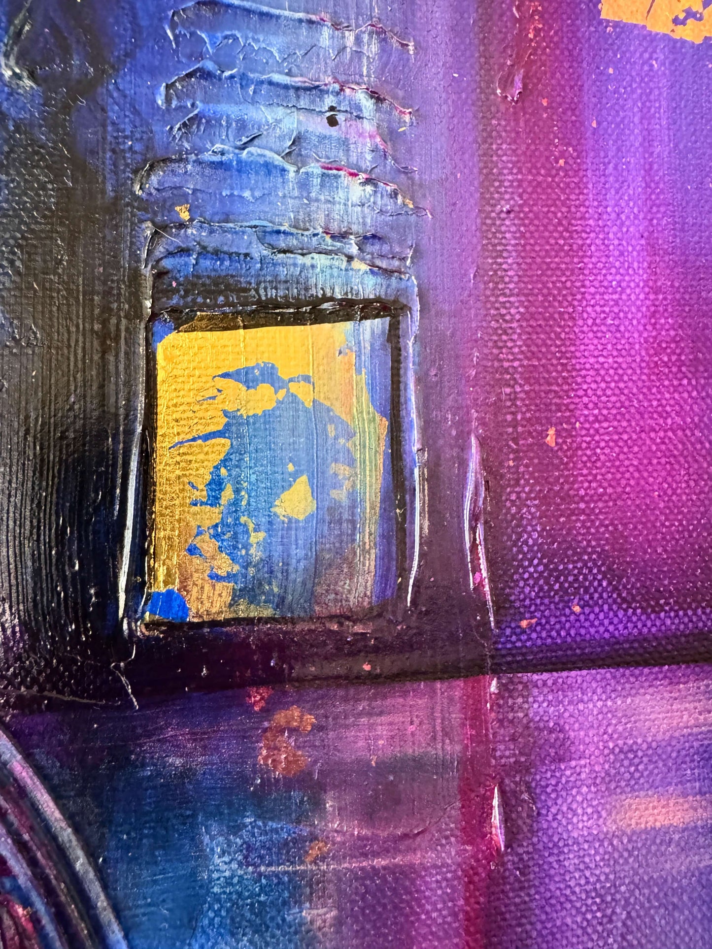 Original NZ abstract art by Gillian Ritson, mixed media painting titled 'Sonar', colorful large canvas ready to hang, 51x76 CM.