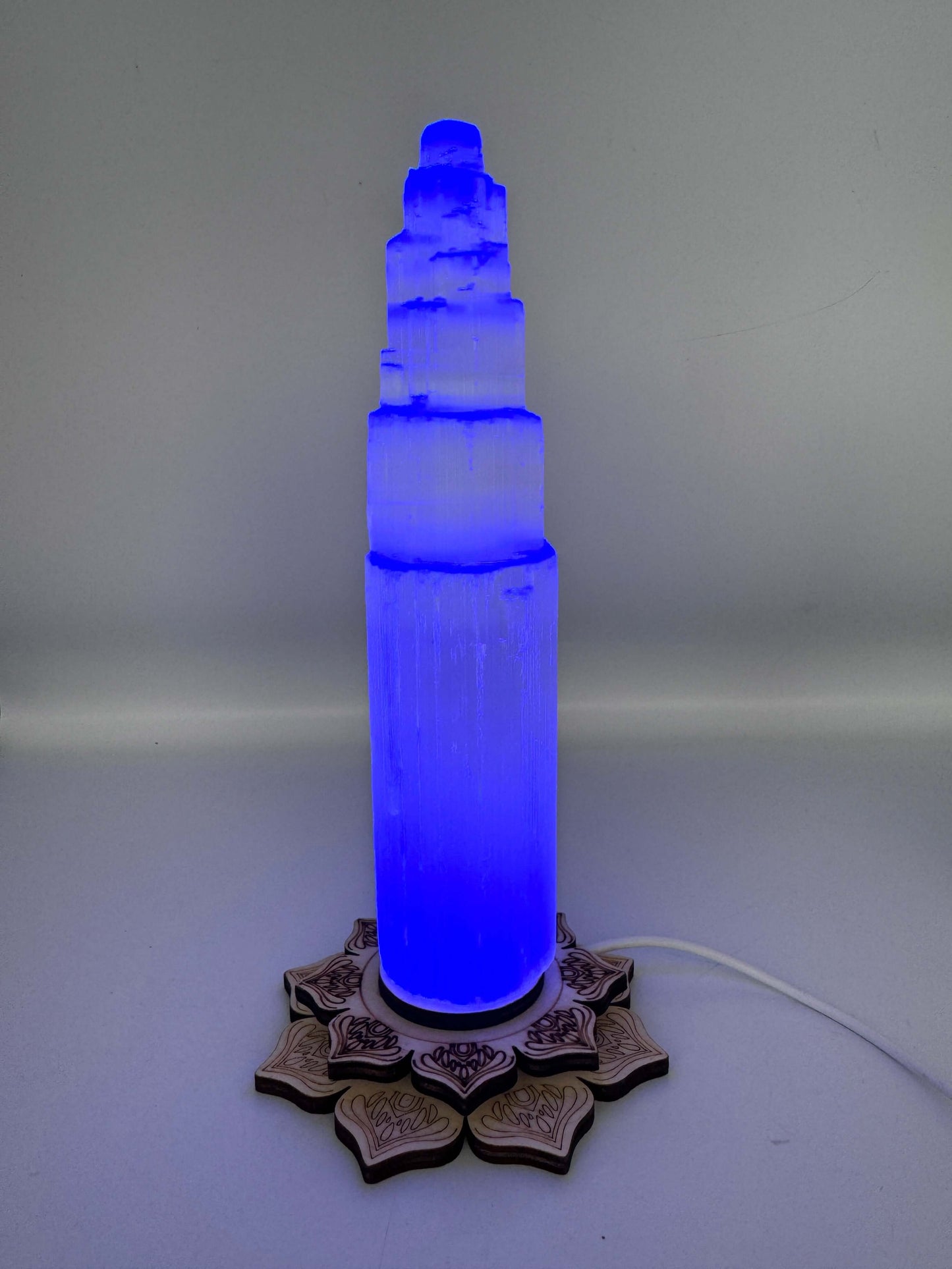 Lotus USB Light Base & Satin Spa / Selenite Tower.