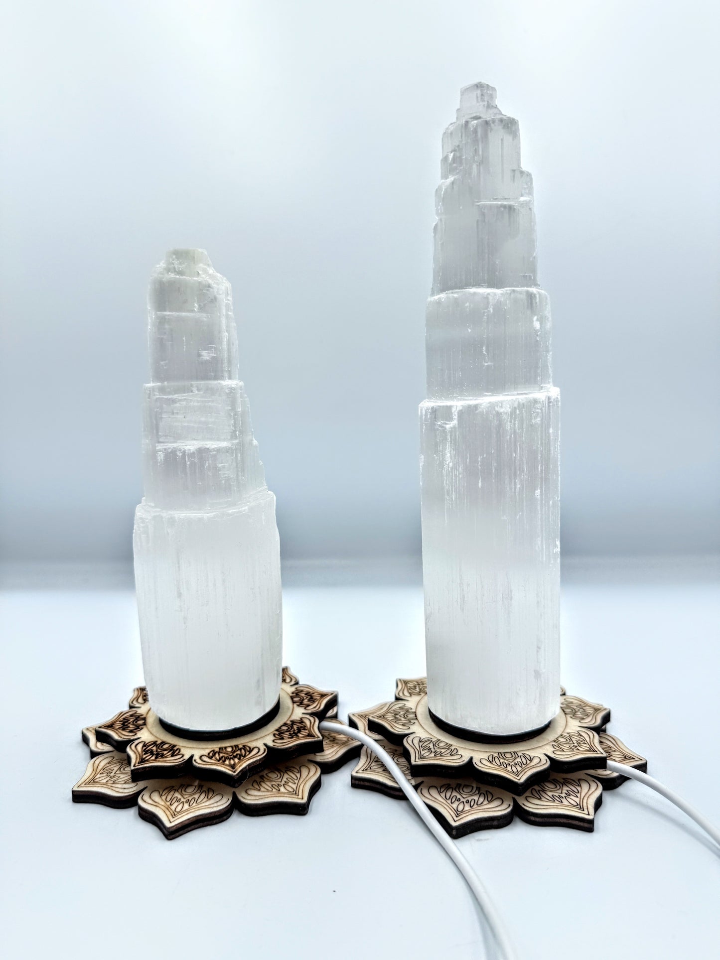 Lotus USB Light Base & Satin Spa / Selenite Tower.