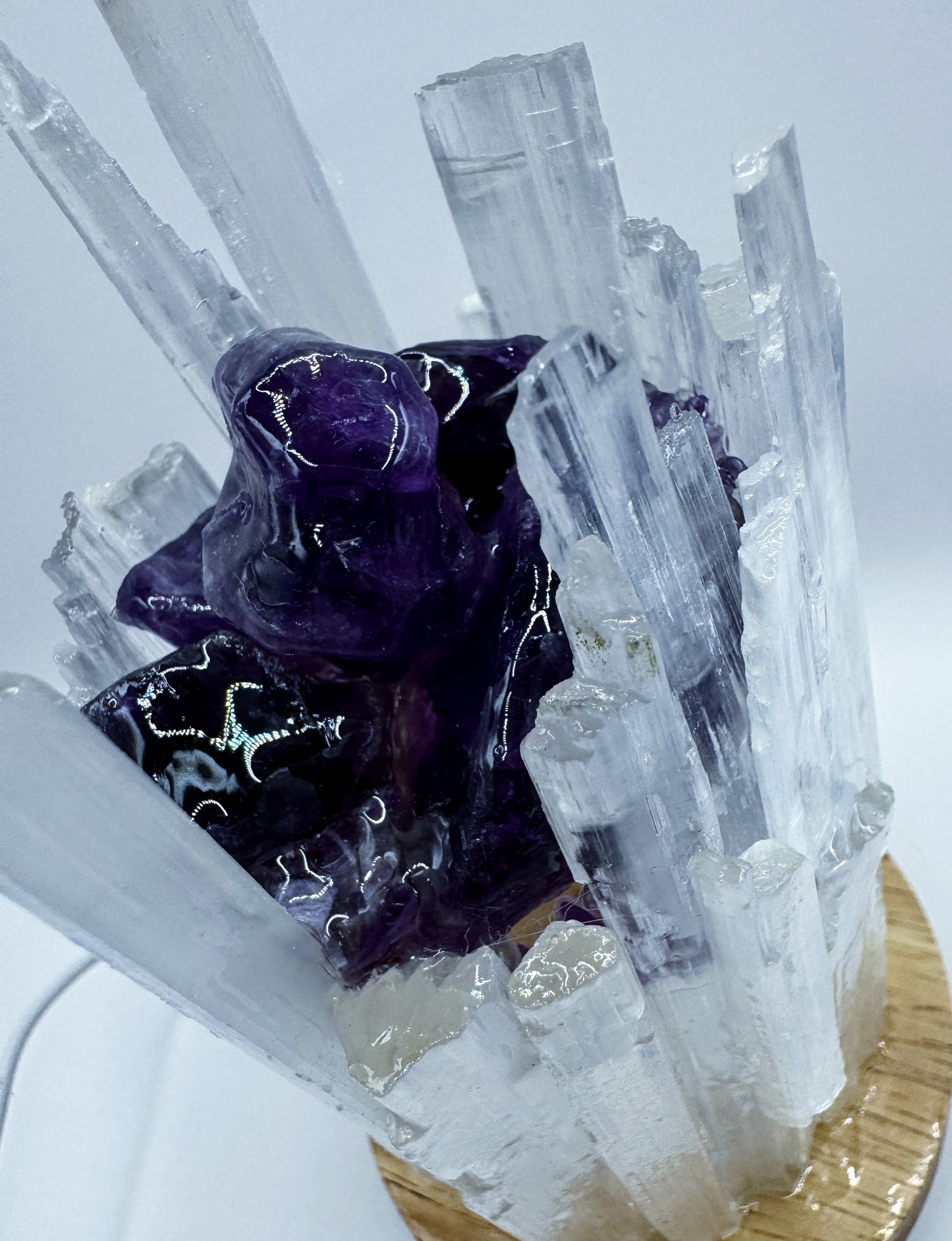 Selenite Lamp Rainbow 10cm Base