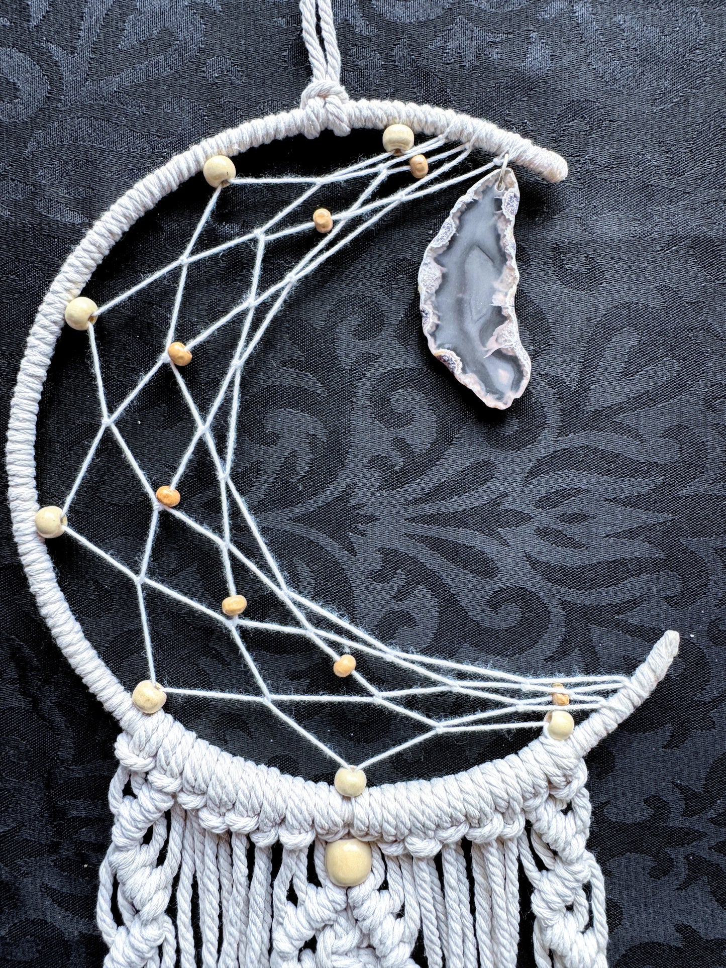 Crescent Moon Macrame Wall Hanger.