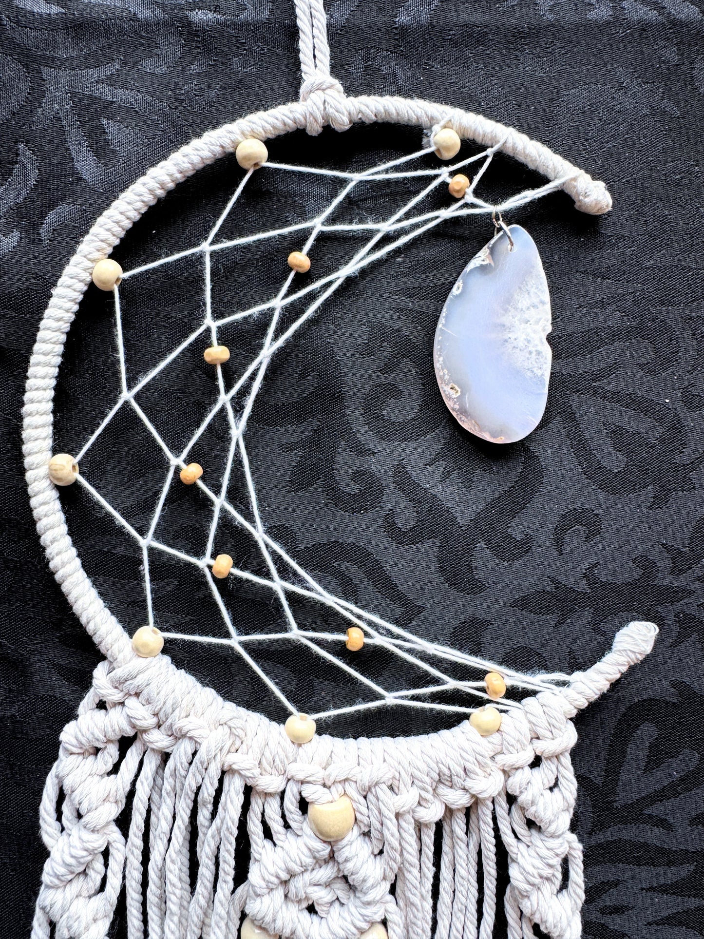 Crescent Moon Macrame Wall Hanger.