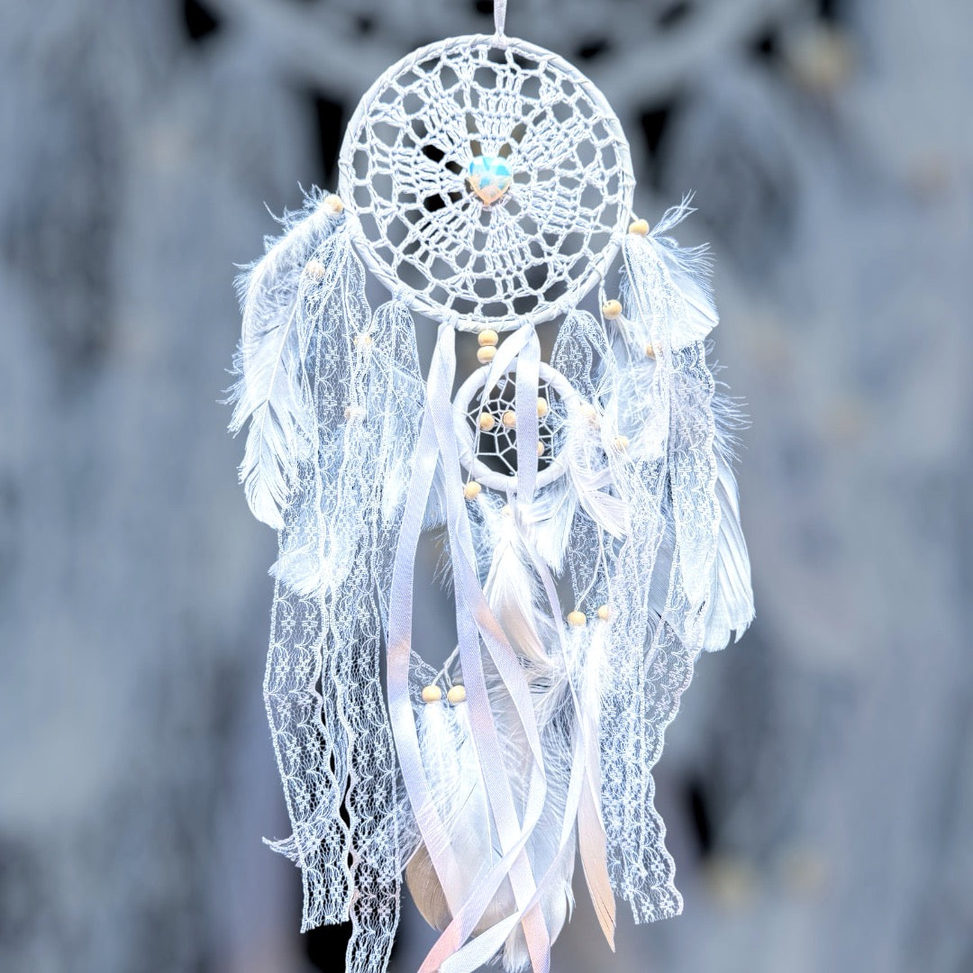 White double ring dream catcher