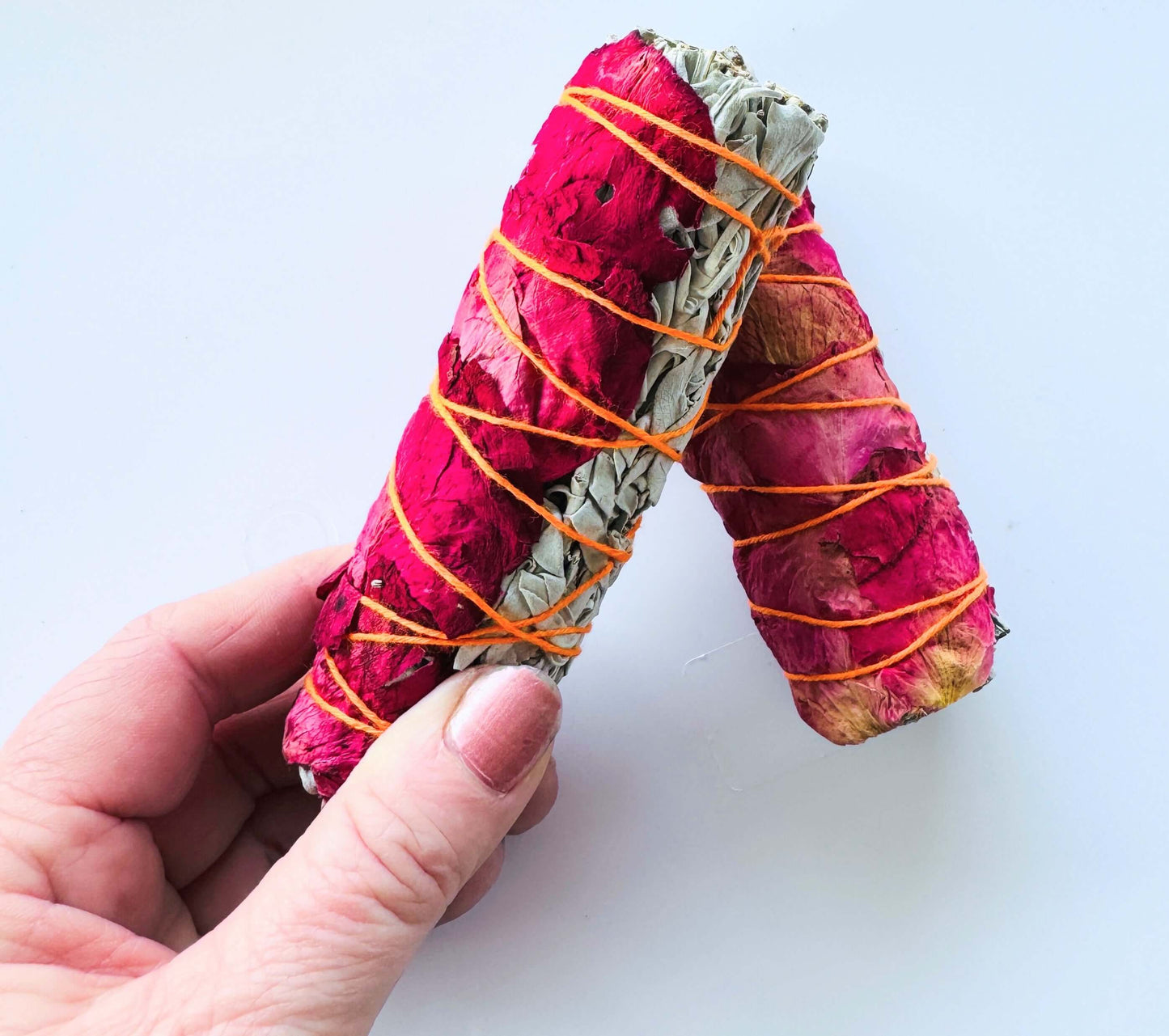 White Sage Smudge Stick With Rose.