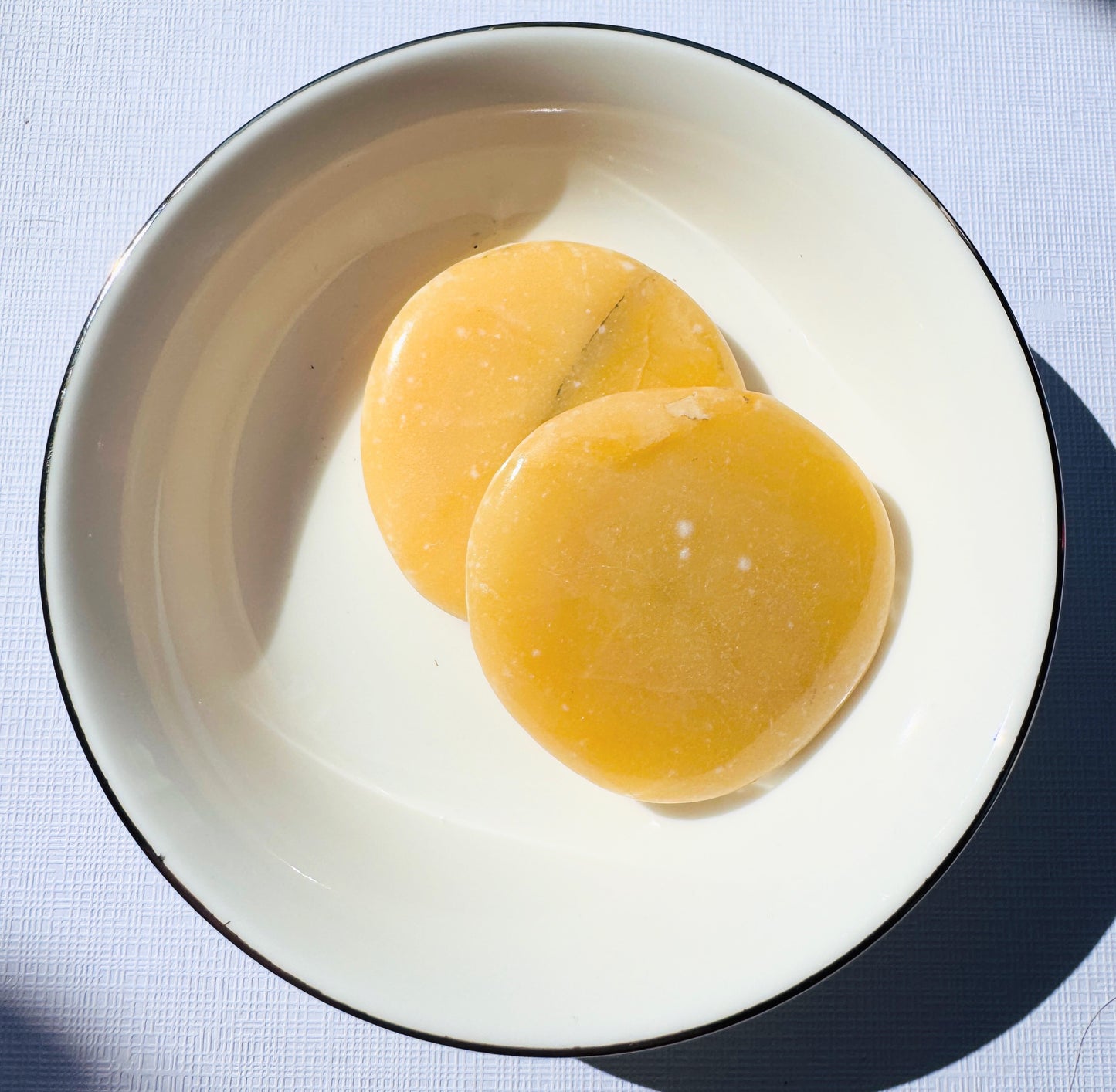 Yellow Calcite Palm Stone