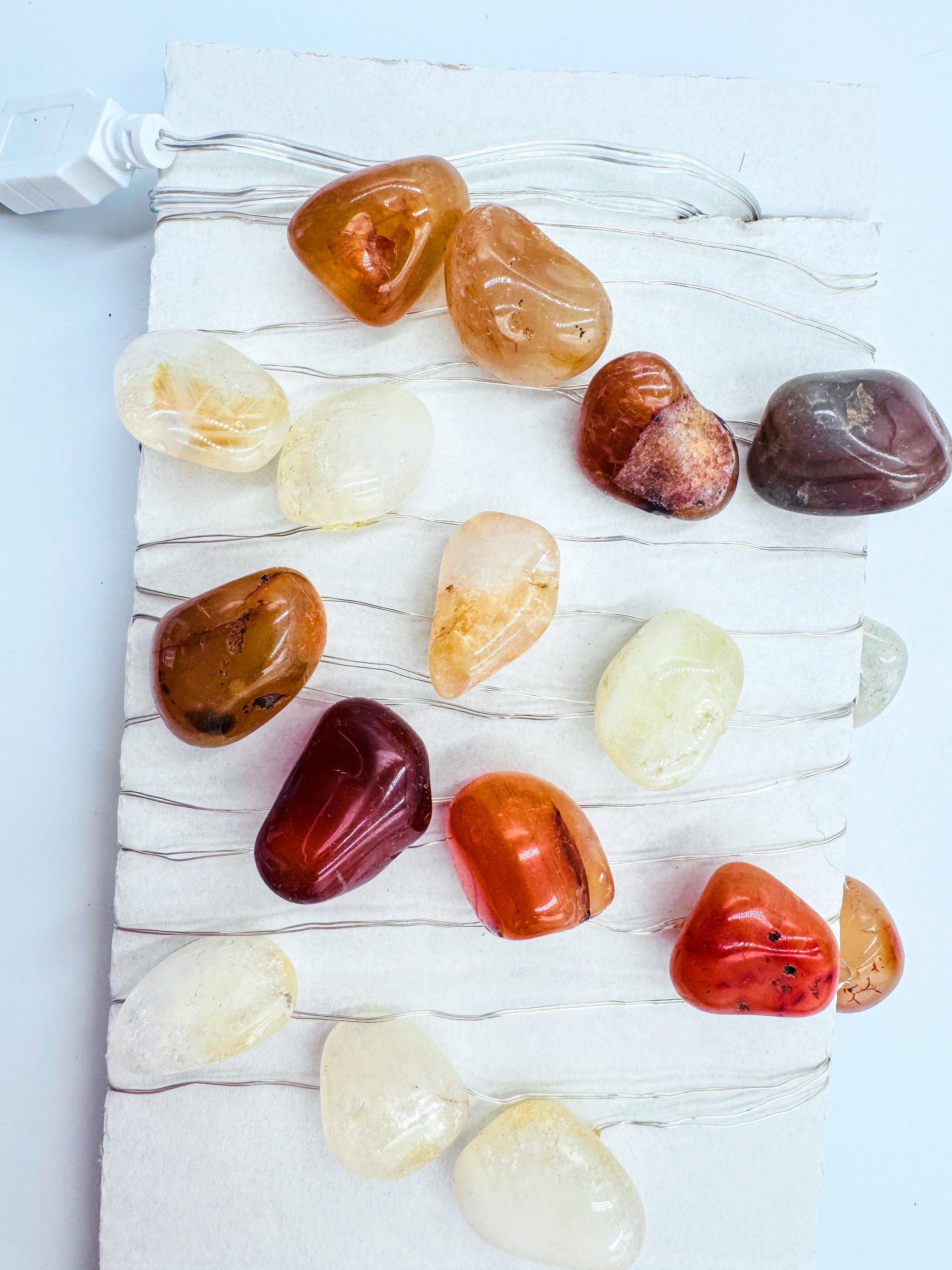 Crystal Fairy Lights Tumbled Carnelian & Citrine Tumbled 3M