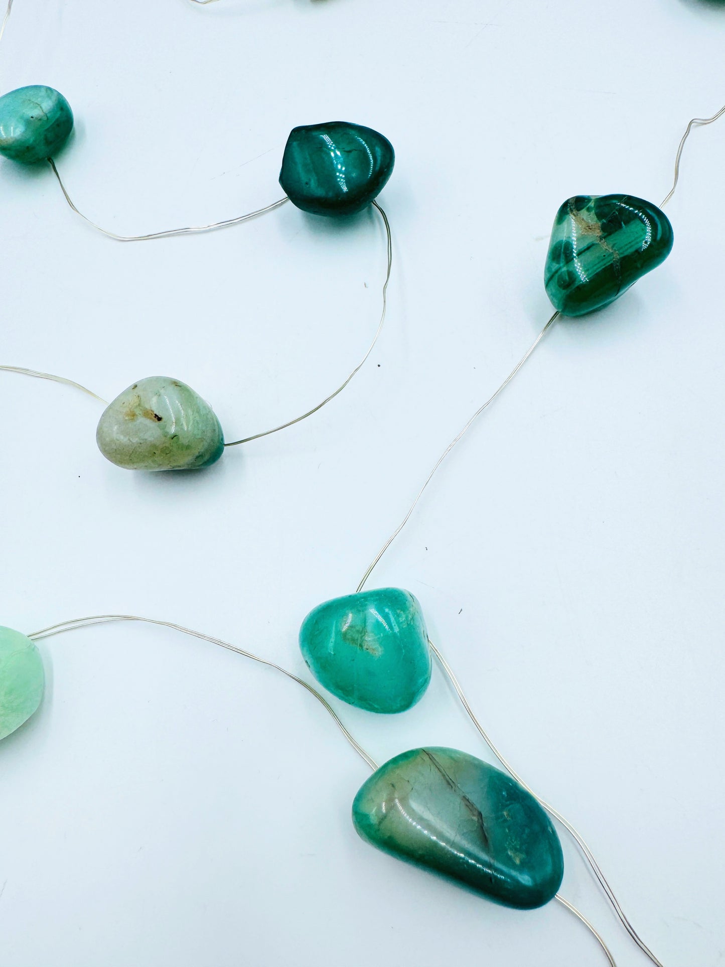 Crystal Fairy Lights Tumbled Green Agate 2M