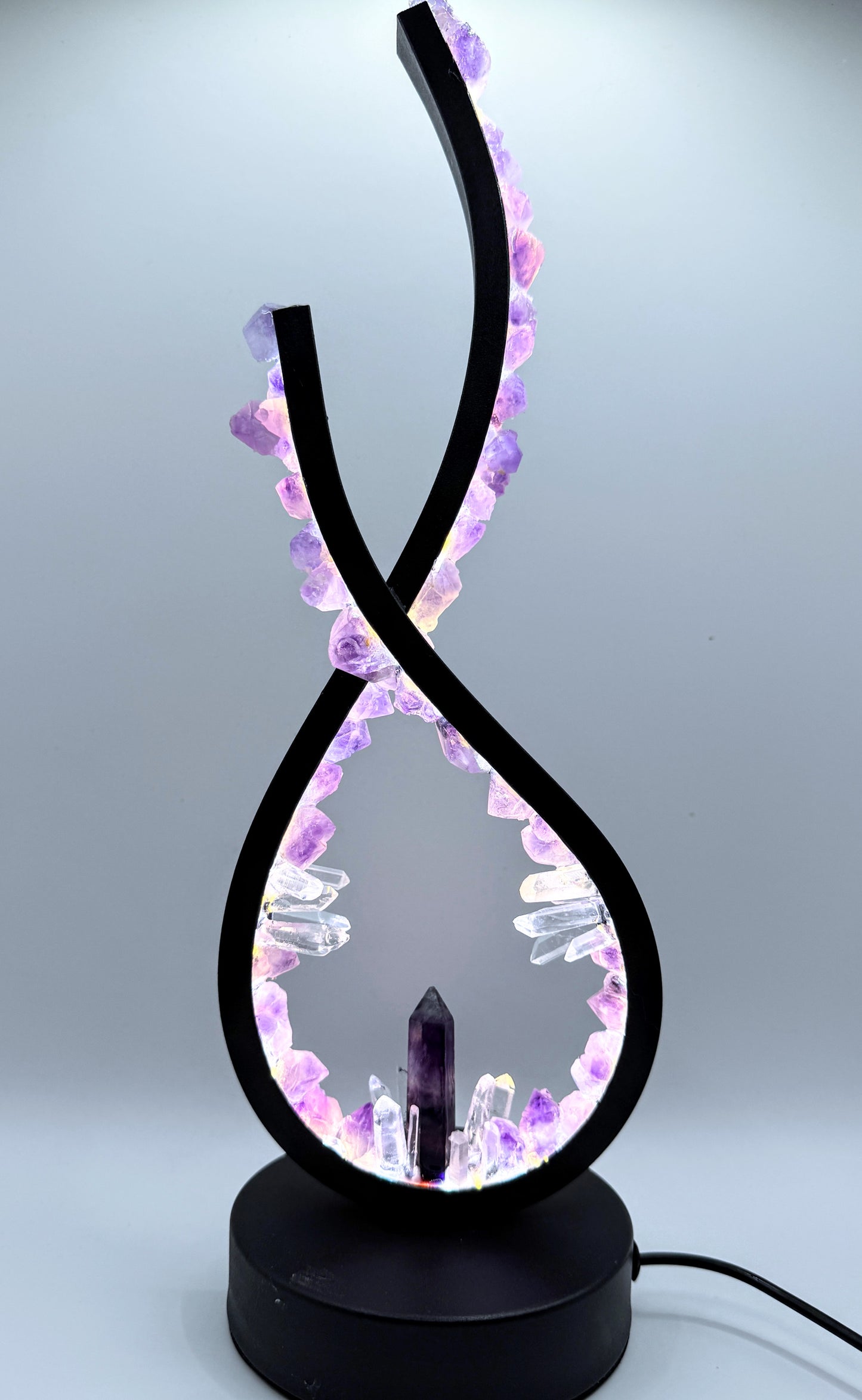 Crystal flame lamp “Fluorite & Flowers”