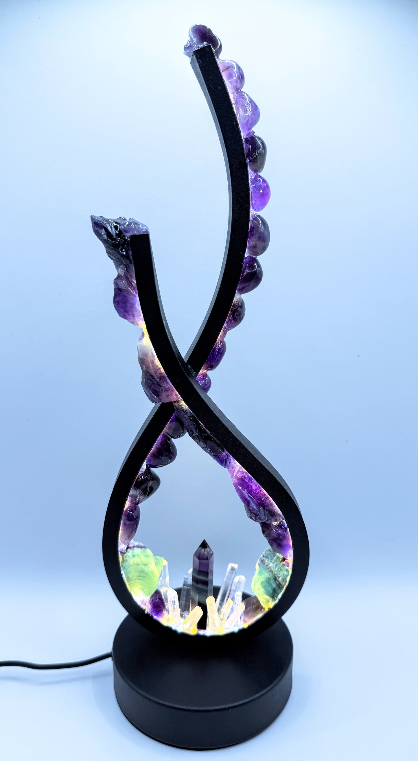 Flame Crystal Lamp “Amethyst Fluorite Fire”