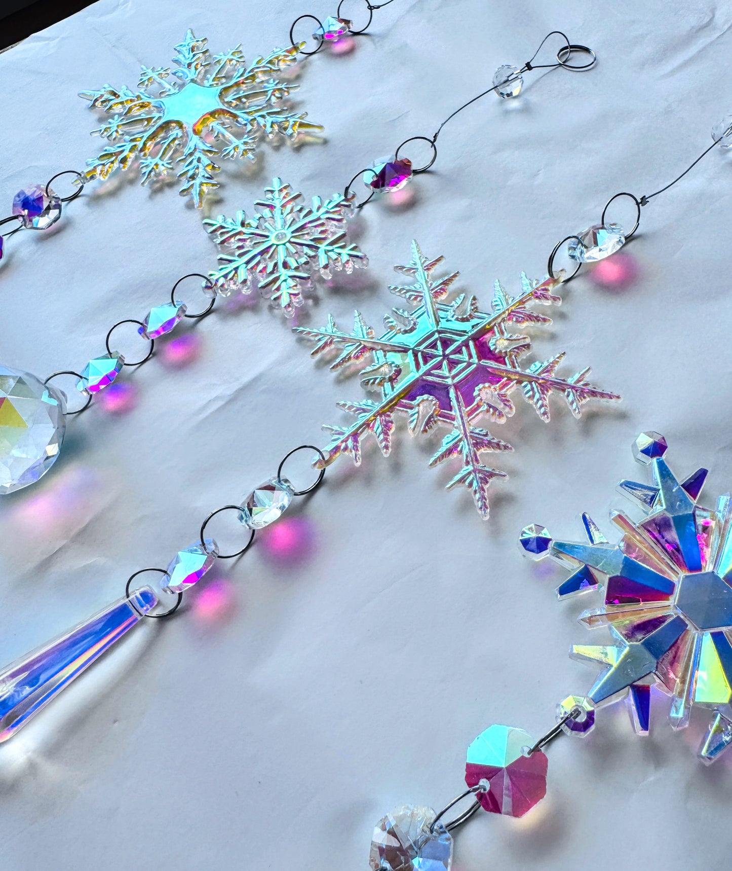 Set of Four Snowflake Sun Catchers.