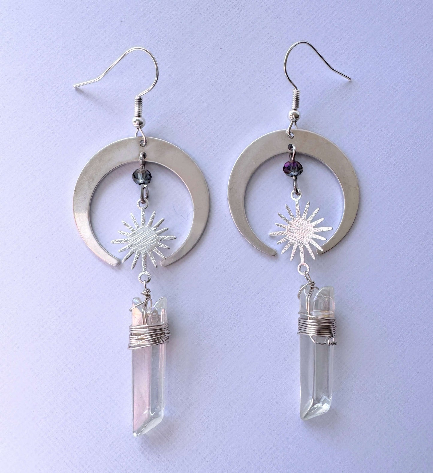 Moon & Sun Aura Quartz Earrings