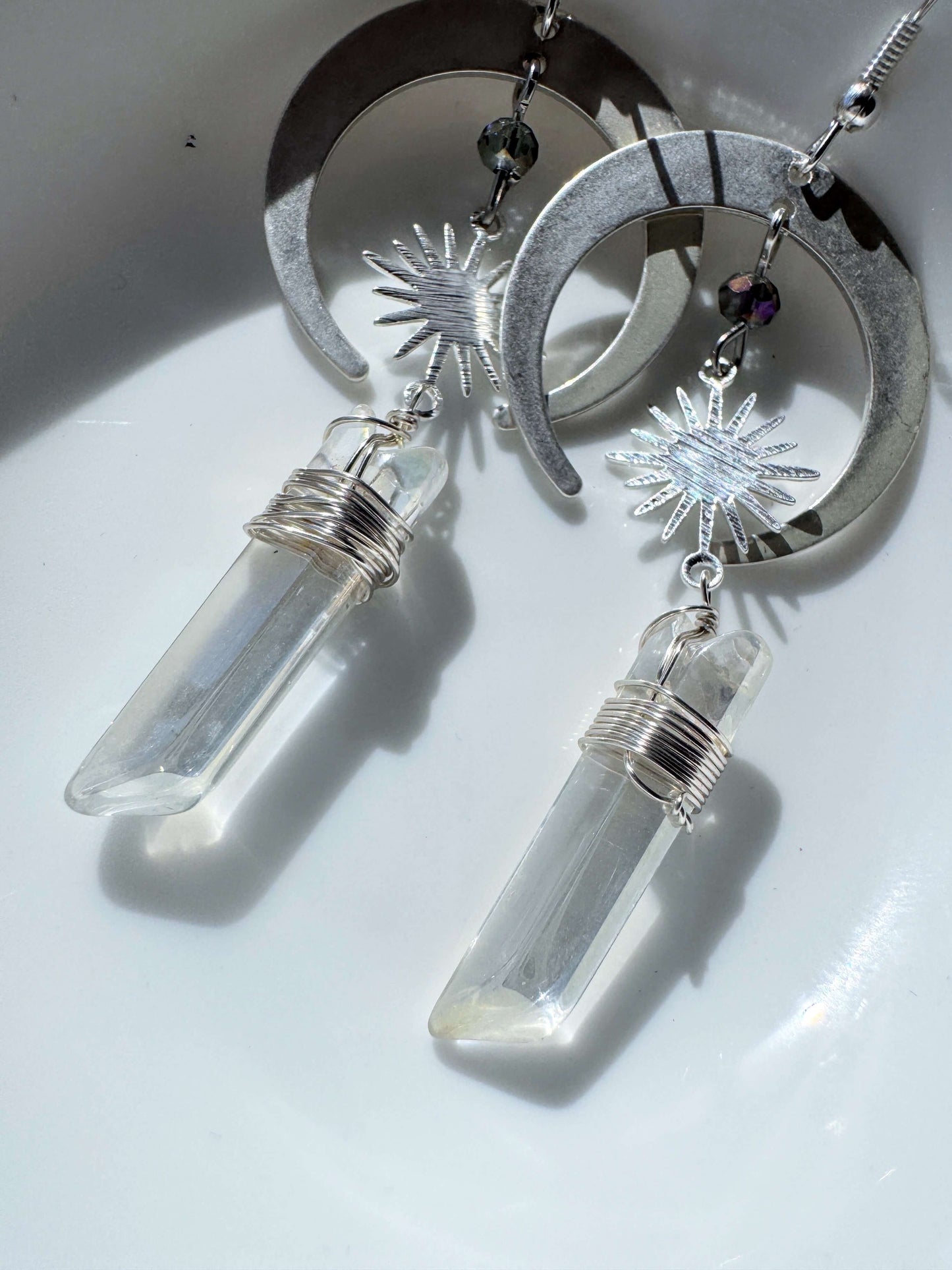 Moon & Sun Aura Quartz Earrings